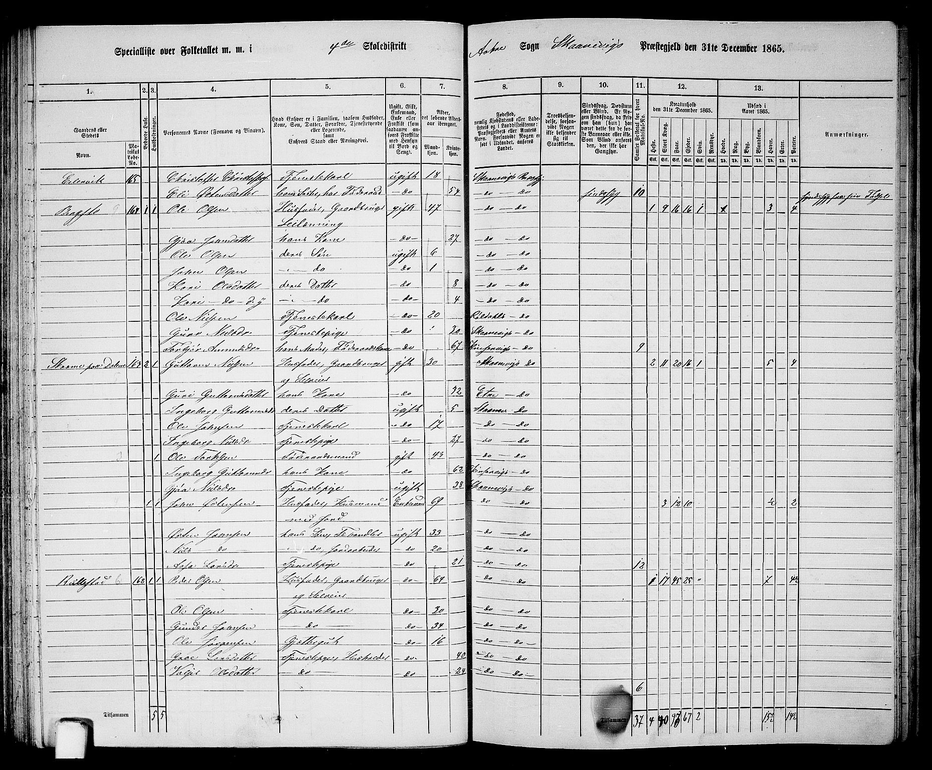 RA, 1865 census for Skånevik, 1865, p. 65