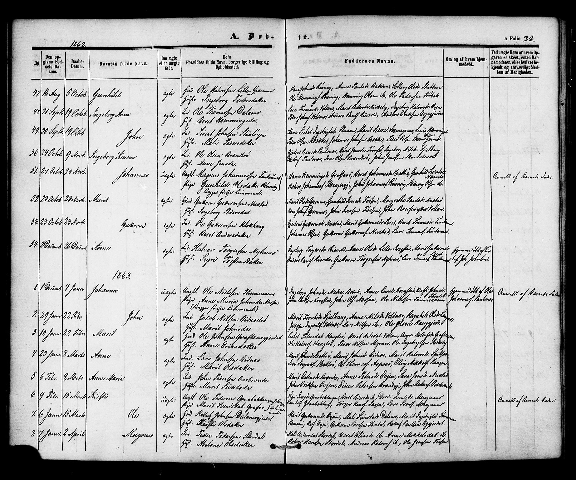 Ministerialprotokoller, klokkerbøker og fødselsregistre - Nord-Trøndelag, SAT/A-1458/706/L0041: Parish register (official) no. 706A02, 1862-1877, p. 3b