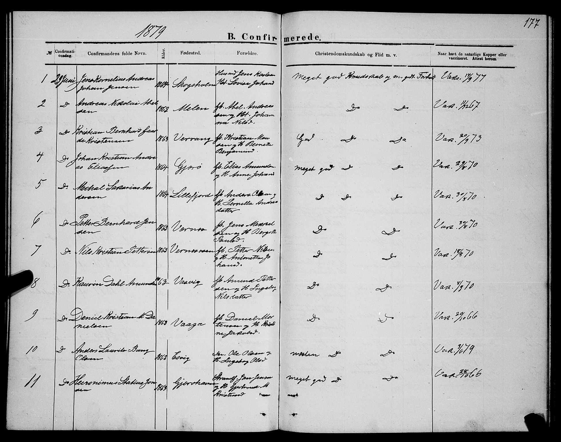 Ministerialprotokoller, klokkerbøker og fødselsregistre - Nordland, SAT/A-1459/841/L0620: Parish register (copy) no. 841C04, 1877-1896, p. 177