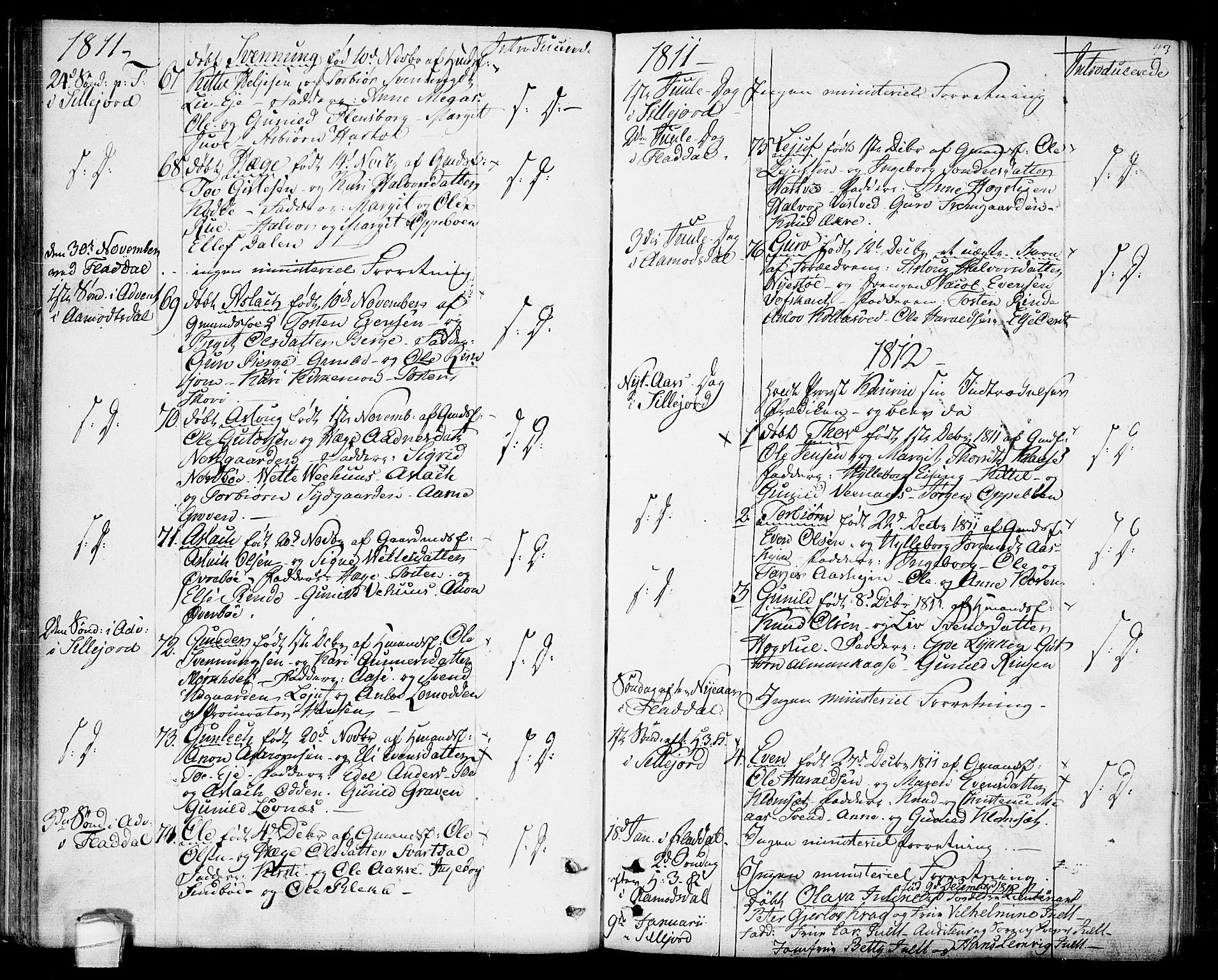 Seljord kirkebøker, SAKO/A-20/F/Fa/L0009: Parish register (official) no. I 9, 1801-1814, p. 43