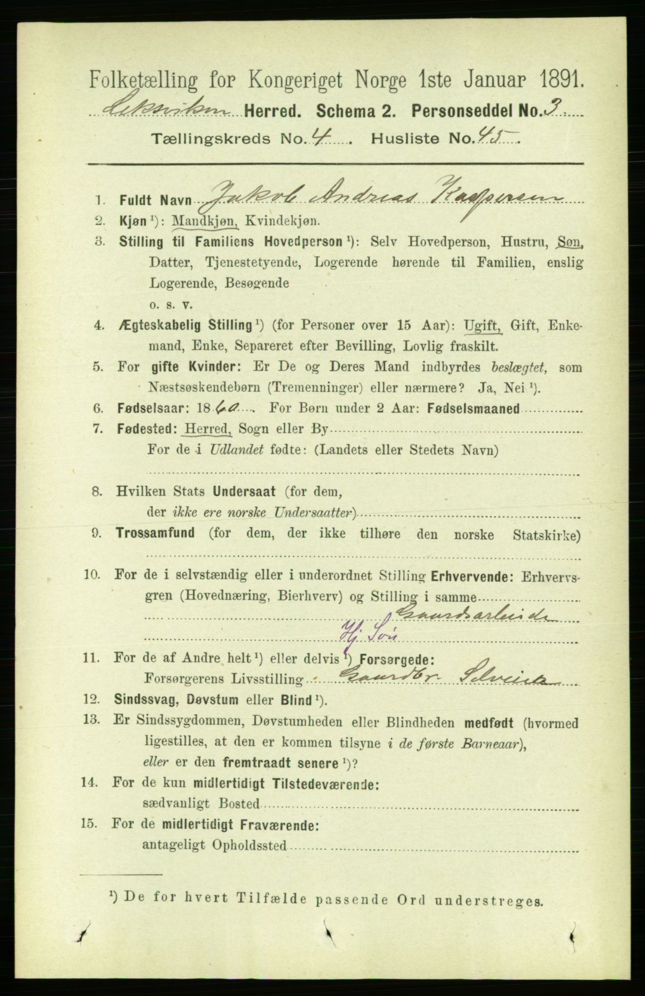 RA, 1891 census for 1718 Leksvik, 1891, p. 2196