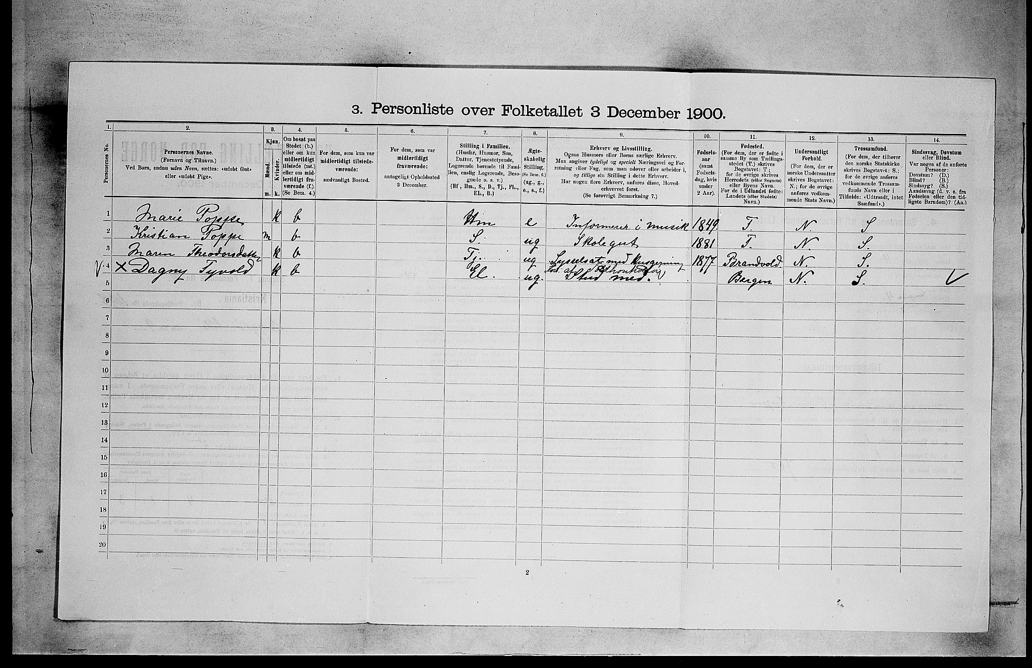SAO, 1900 census for Kristiania, 1900, p. 9698