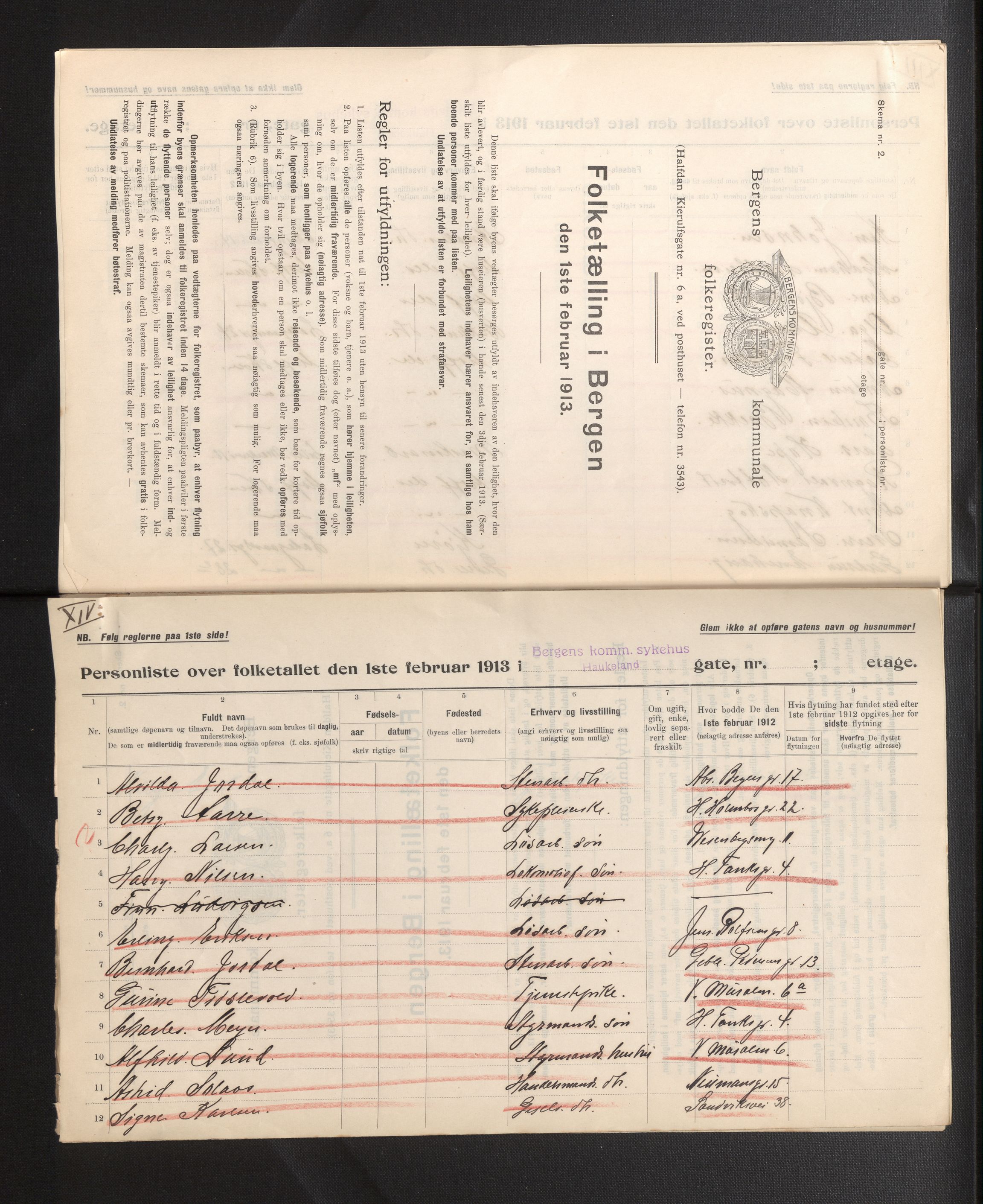 SAB, Municipal Census 1913 for Bergen, 1913, p. 17