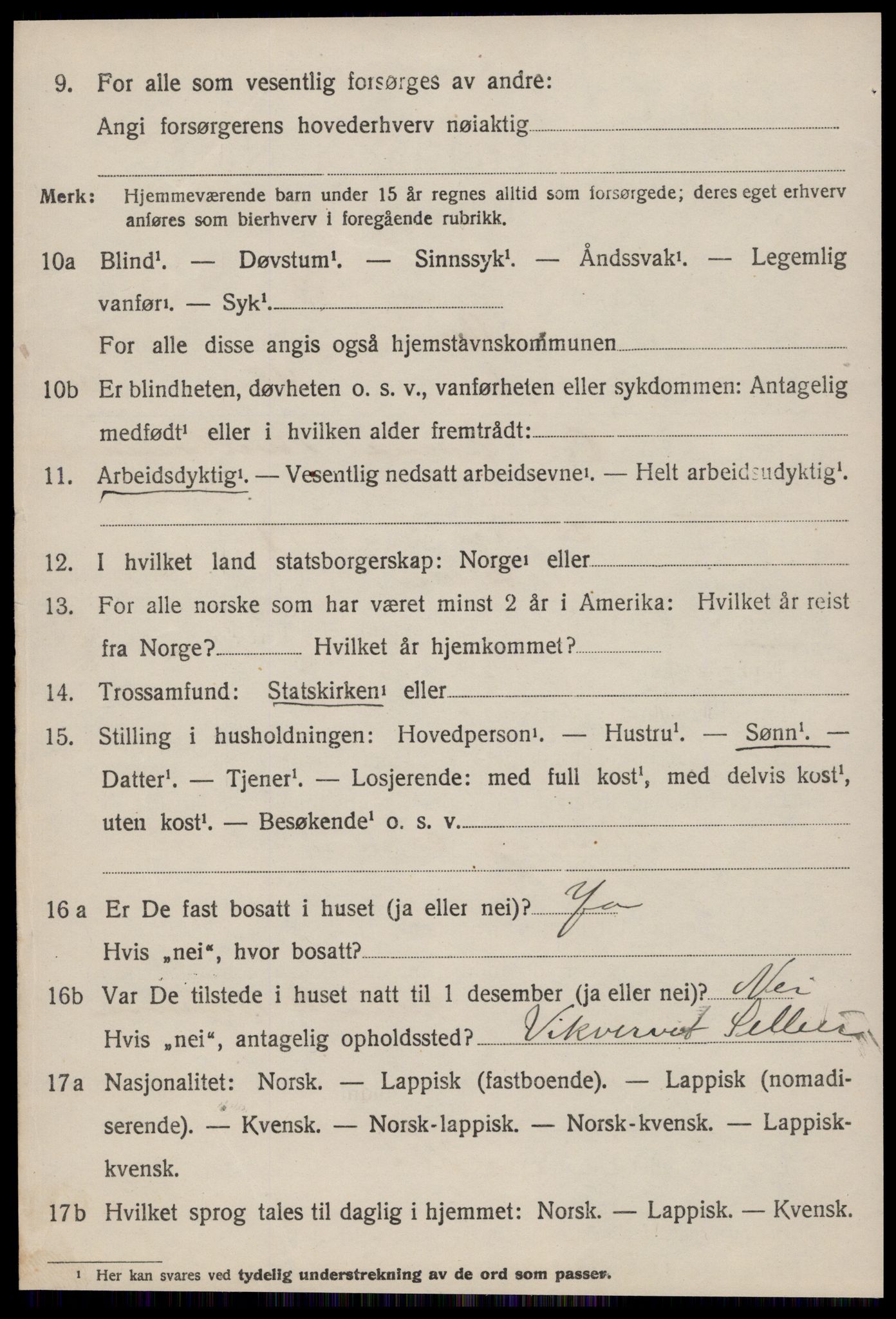 SAT, 1920 census for Selbu, 1920, p. 3889