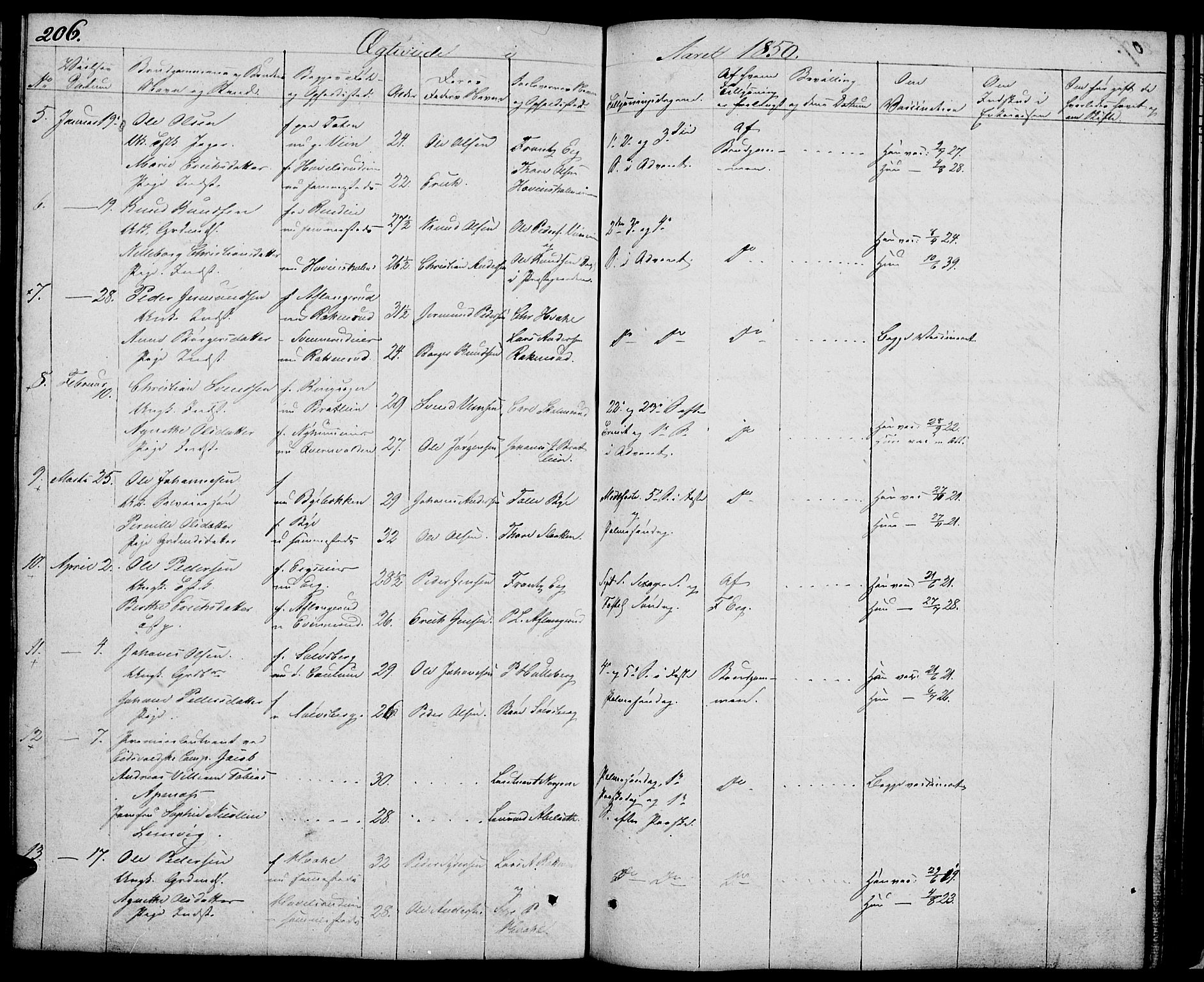 Nes prestekontor, Hedmark, AV/SAH-PREST-020/L/La/L0004: Parish register (copy) no. 4, 1832-1861, p. 206