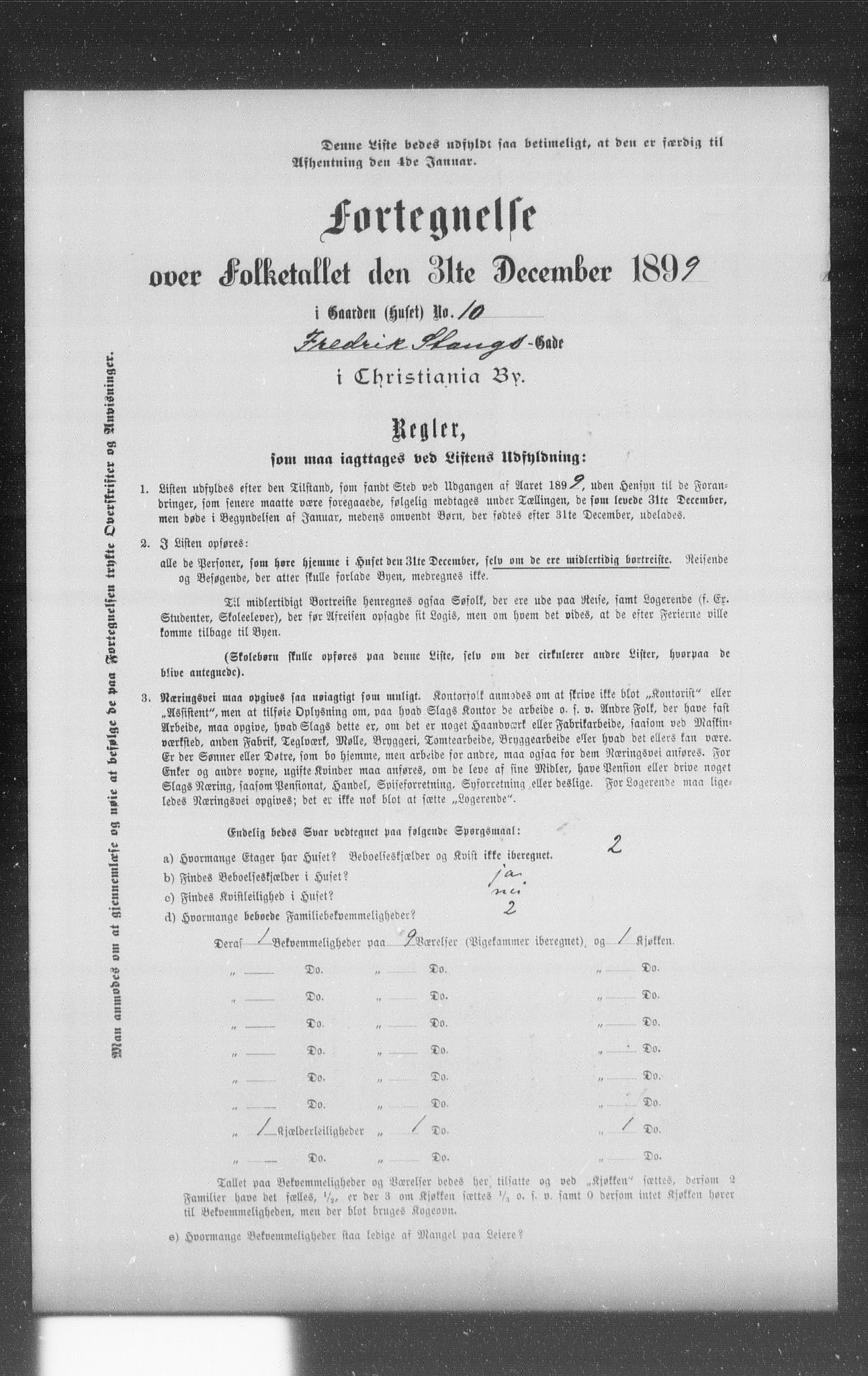 OBA, Municipal Census 1899 for Kristiania, 1899, p. 3530