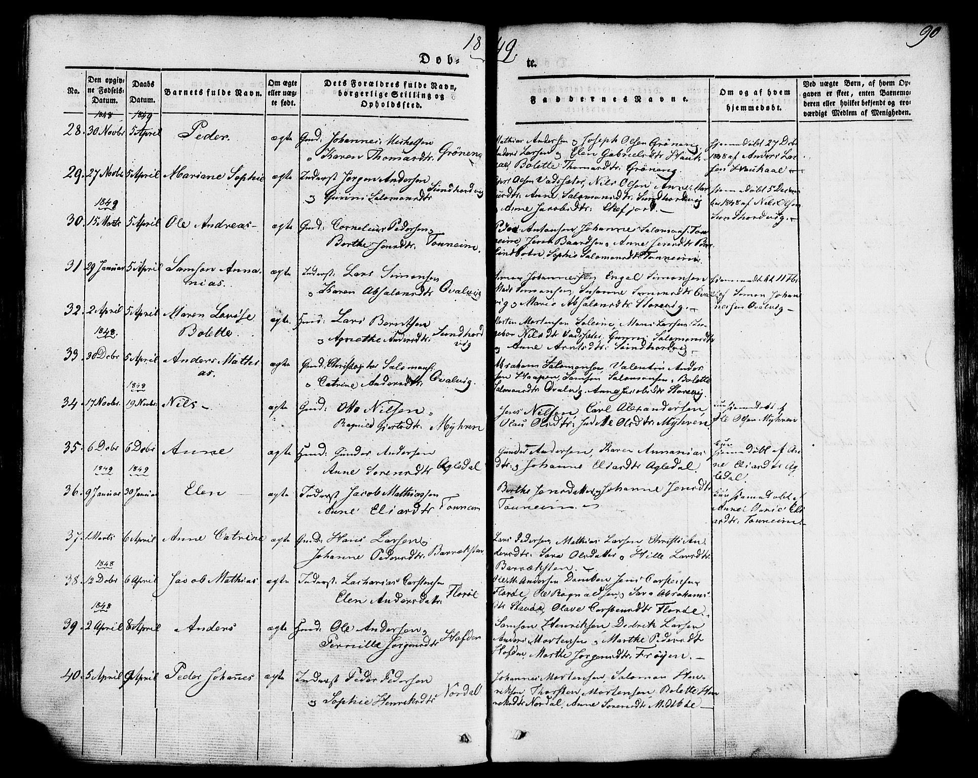 Kinn sokneprestembete, AV/SAB-A-80801/H/Haa/Haaa/L0005: Parish register (official) no. A 5, 1841-1857, p. 90