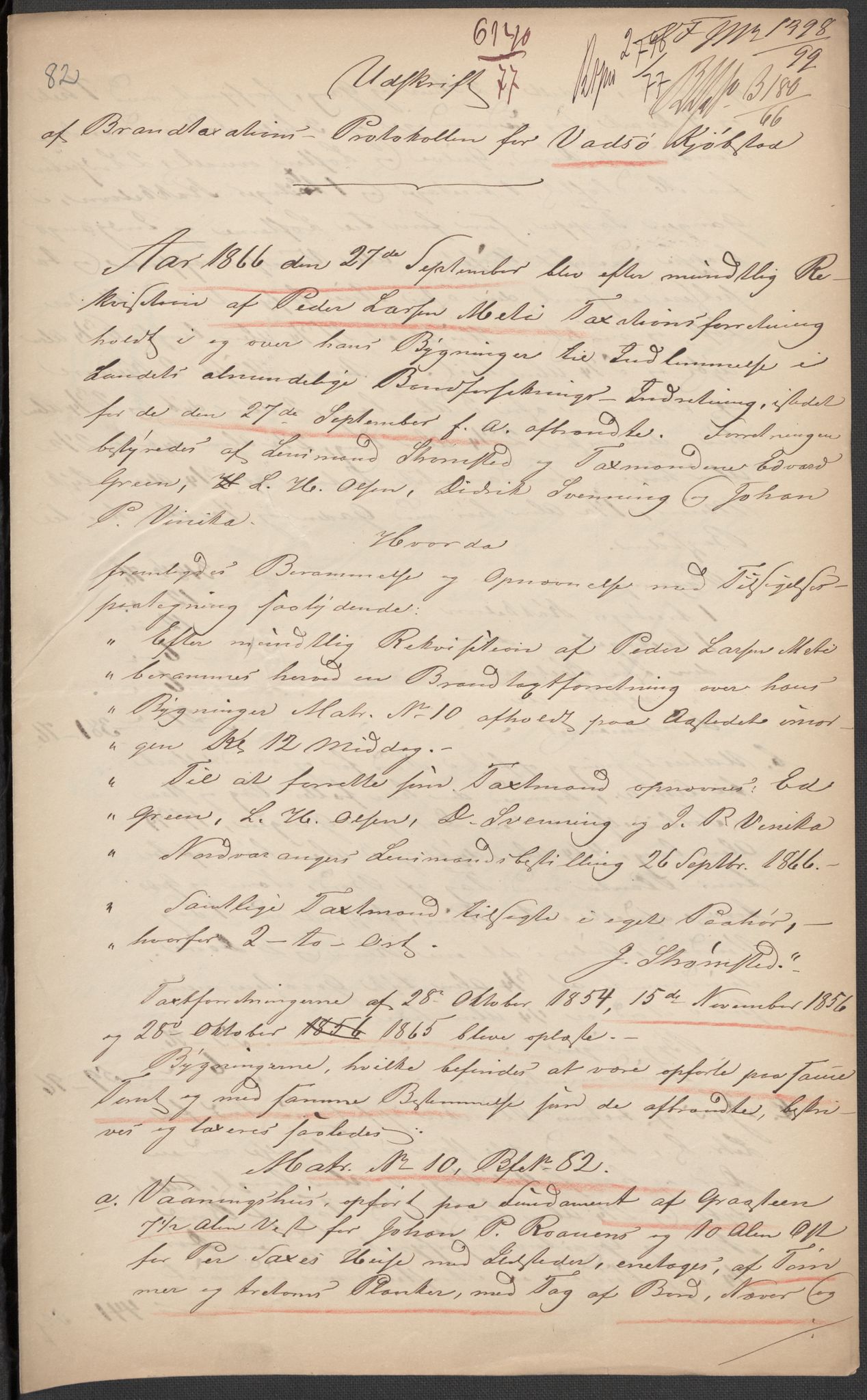 Norges Brannkasse, AV/RA-S-1549/E/Eu/L0010: Branntakster for Vadsø by, 1854-1949, p. 26