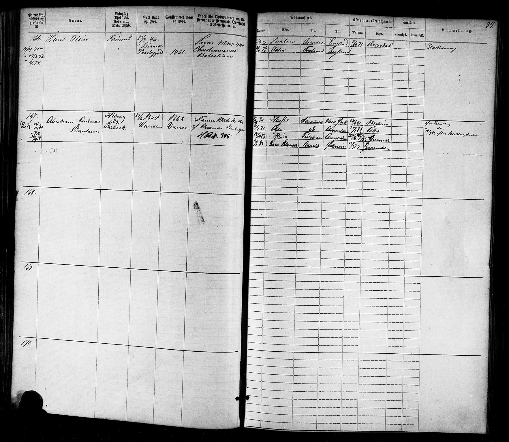 Farsund mønstringskrets, AV/SAK-2031-0017/F/Fa/L0005: Annotasjonsrulle nr 1-1910 med register, Z-2, 1869-1877, p. 60