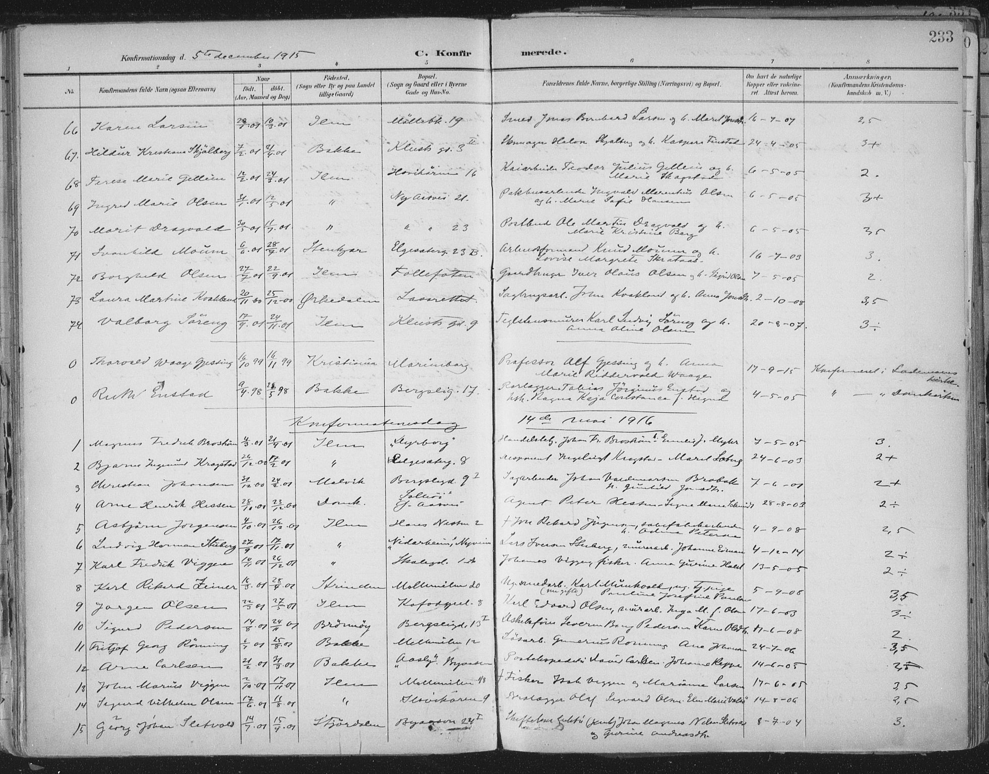 Ministerialprotokoller, klokkerbøker og fødselsregistre - Sør-Trøndelag, AV/SAT-A-1456/603/L0167: Parish register (official) no. 603A06, 1896-1932, p. 233