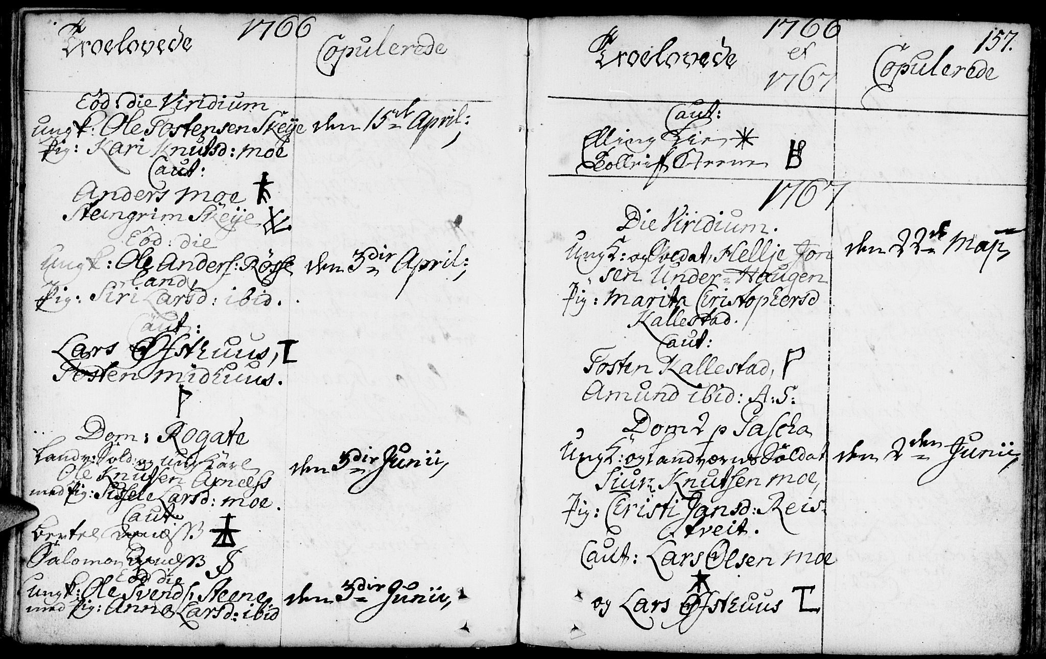 Kvam sokneprestembete, SAB/A-76201/H/Haa: Parish register (official) no. A 3, 1743-1795, p. 157