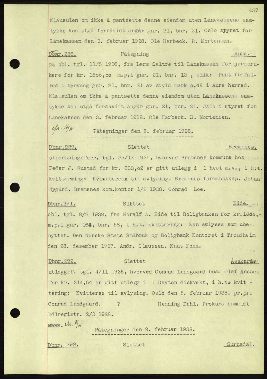 Nordmøre sorenskriveri, AV/SAT-A-4132/1/2/2Ca: Mortgage book no. C80, 1936-1939, Diary no: : 286/1938