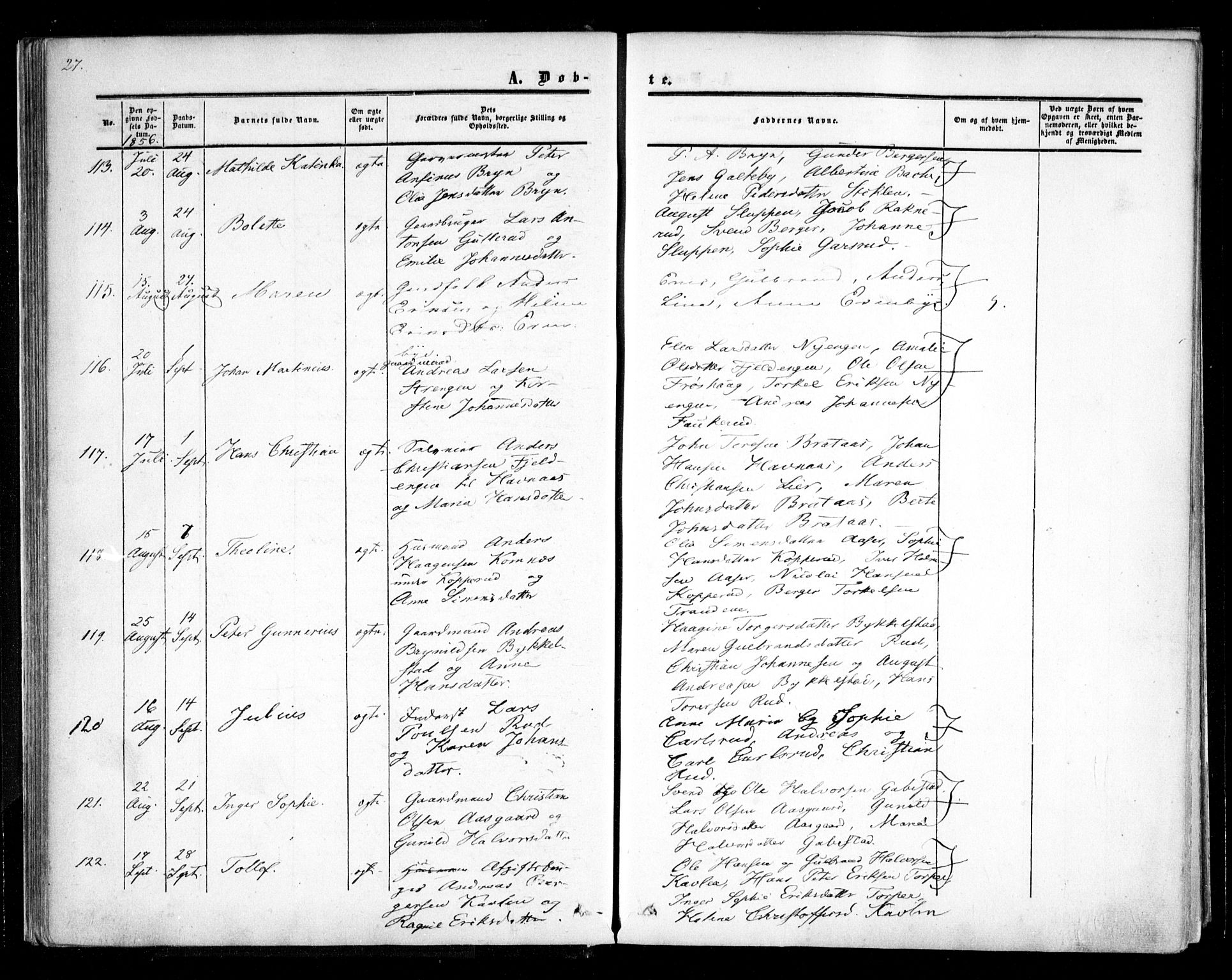 Trøgstad prestekontor Kirkebøker, AV/SAO-A-10925/F/Fa/L0008.a: Parish register (official) no. I 8A, 1855-1864, p. 27