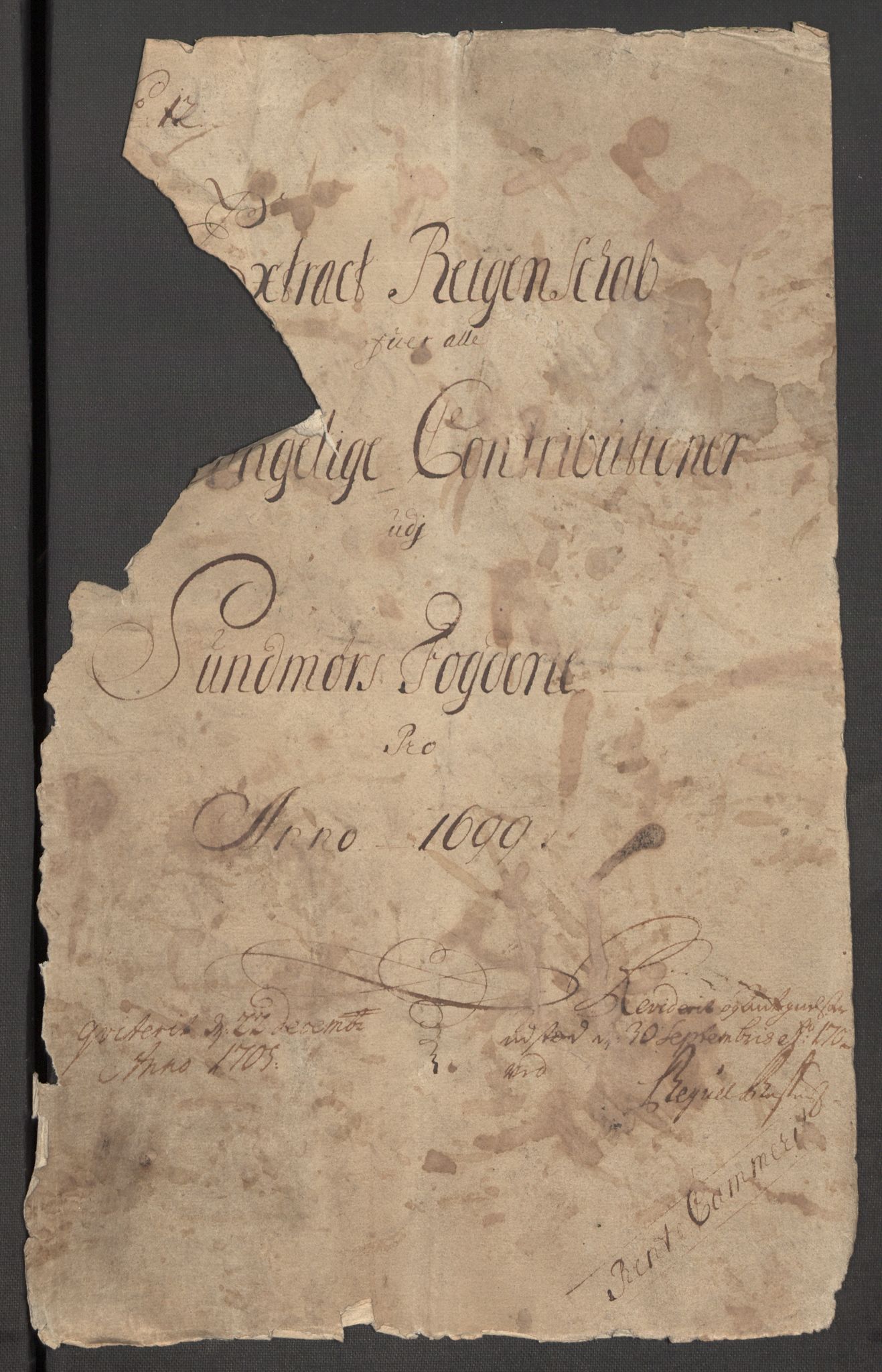 Rentekammeret inntil 1814, Reviderte regnskaper, Fogderegnskap, AV/RA-EA-4092/R54/L3557: Fogderegnskap Sunnmøre, 1699, p. 4