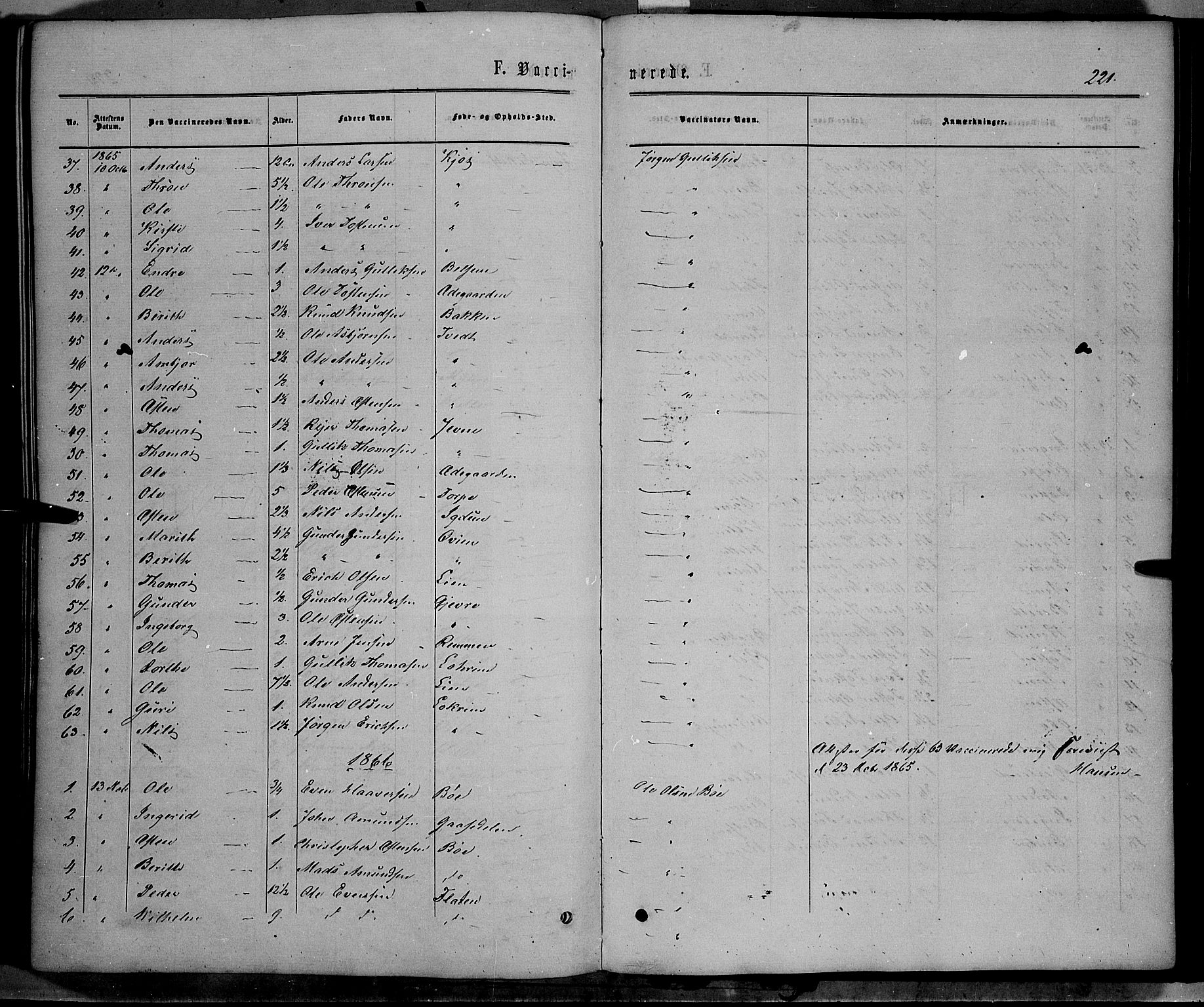 Vang prestekontor, Valdres, SAH/PREST-140/H/Ha/L0007: Parish register (official) no. 7, 1865-1881, p. 221