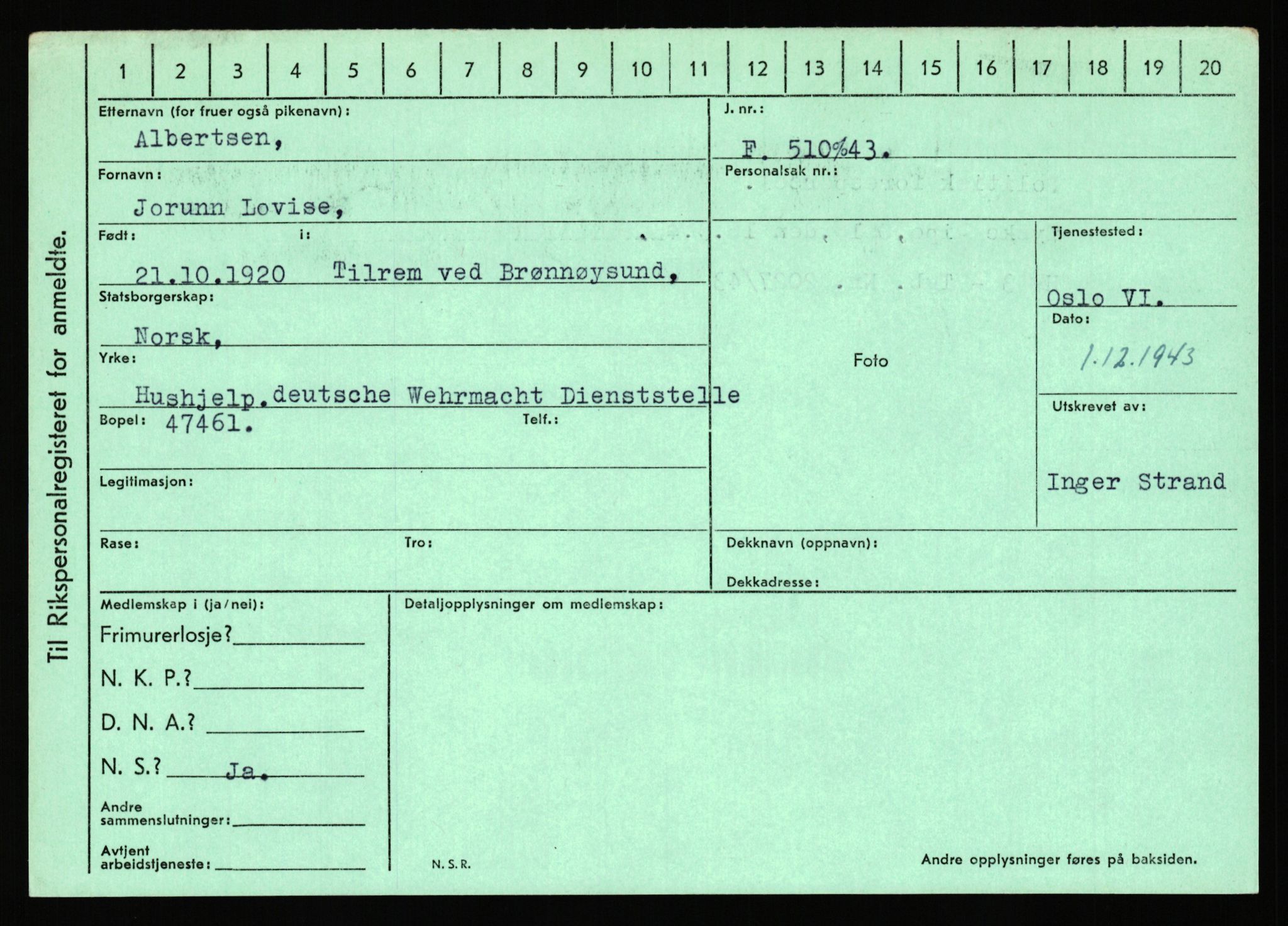 Statspolitiet - Hovedkontoret / Osloavdelingen, AV/RA-S-1329/C/Ca/L0001: Aabakken - Armann, 1943-1945, p. 1335