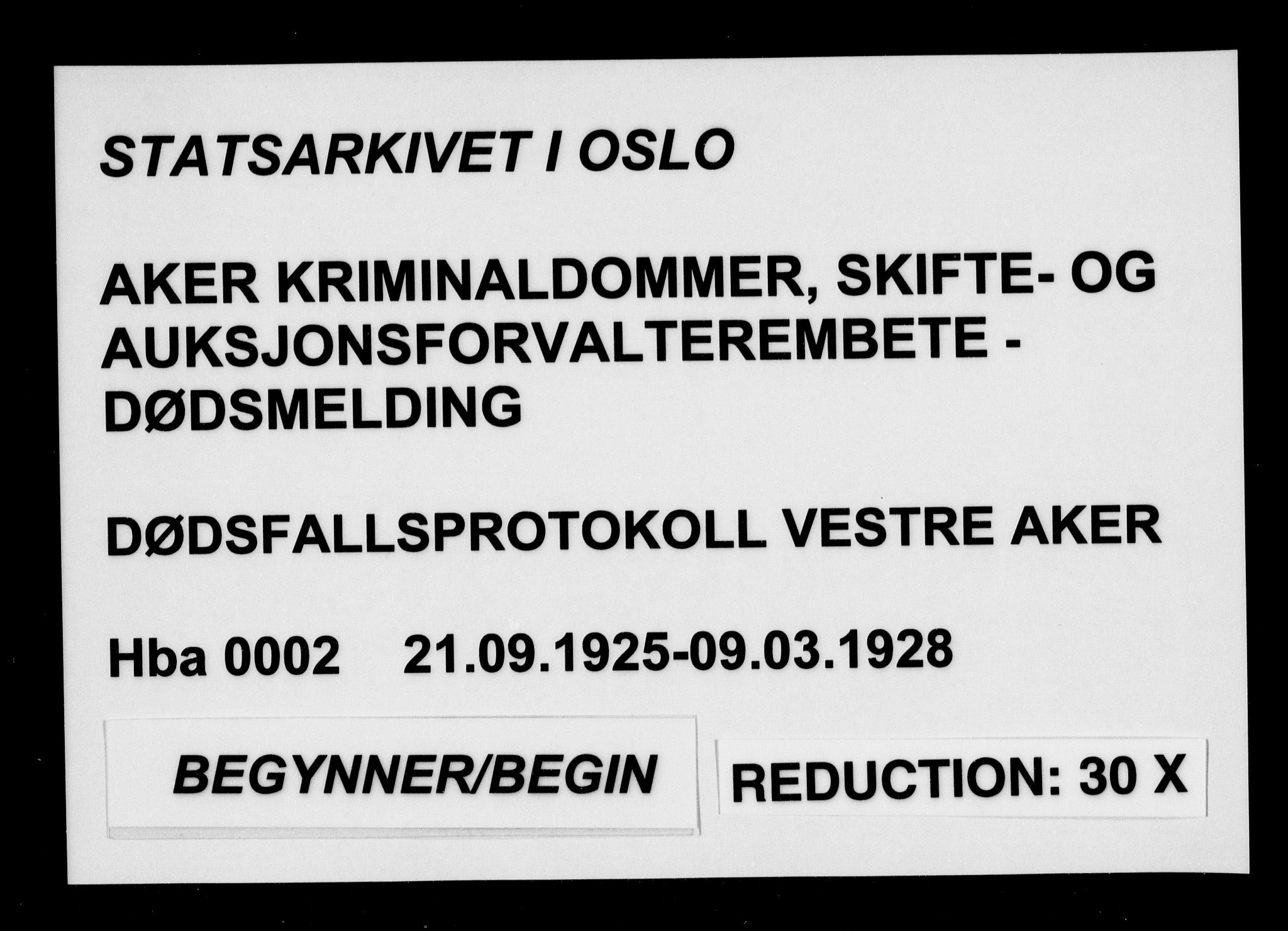 Aker kriminaldommer, skifte- og auksjonsforvalterembete, AV/SAO-A-10452/H/Hb/Hba/Hbab/L0002: Dødsfallsprotokoll for Vestre Aker, 1925-1928