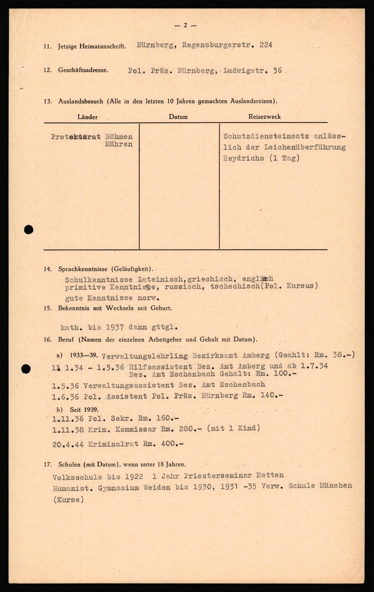 Forsvaret, Forsvarets overkommando II, AV/RA-RAFA-3915/D/Db/L0035: CI Questionaires. Tyske okkupasjonsstyrker i Norge. Tyskere., 1945-1946, p. 196