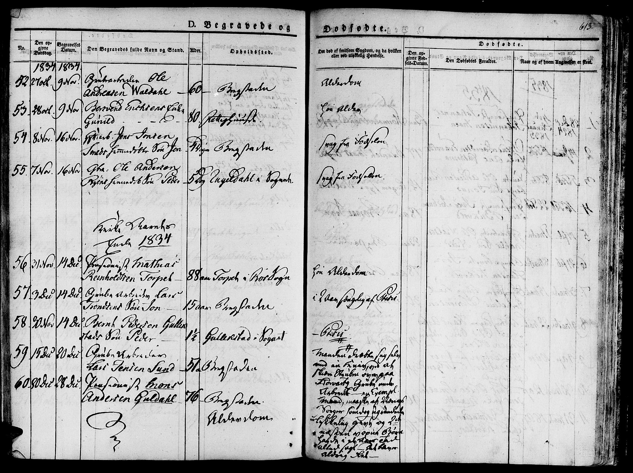 Ministerialprotokoller, klokkerbøker og fødselsregistre - Sør-Trøndelag, AV/SAT-A-1456/681/L0930: Parish register (official) no. 681A08, 1829-1844, p. 613