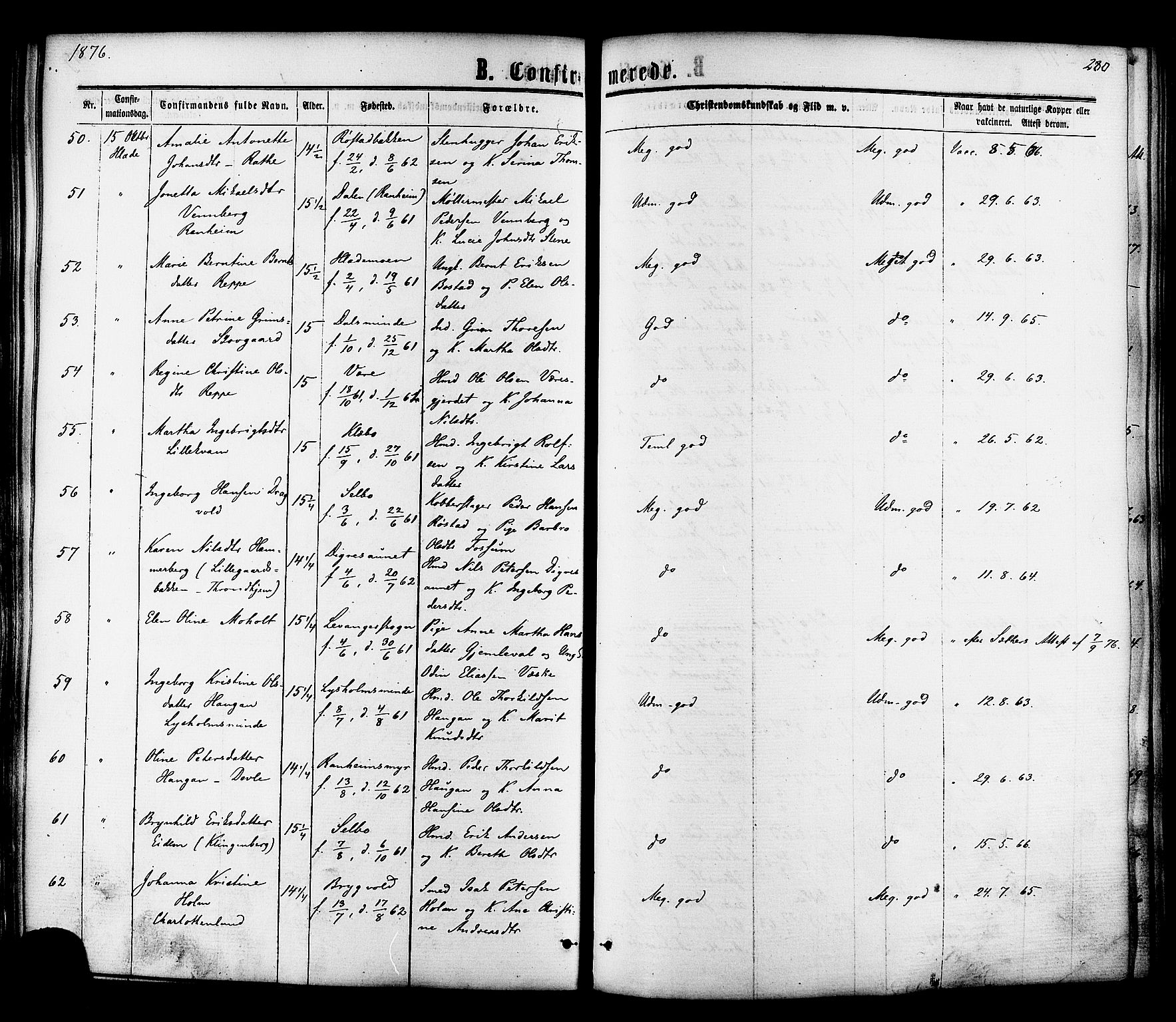 Ministerialprotokoller, klokkerbøker og fødselsregistre - Sør-Trøndelag, SAT/A-1456/606/L0293: Parish register (official) no. 606A08, 1866-1877, p. 280