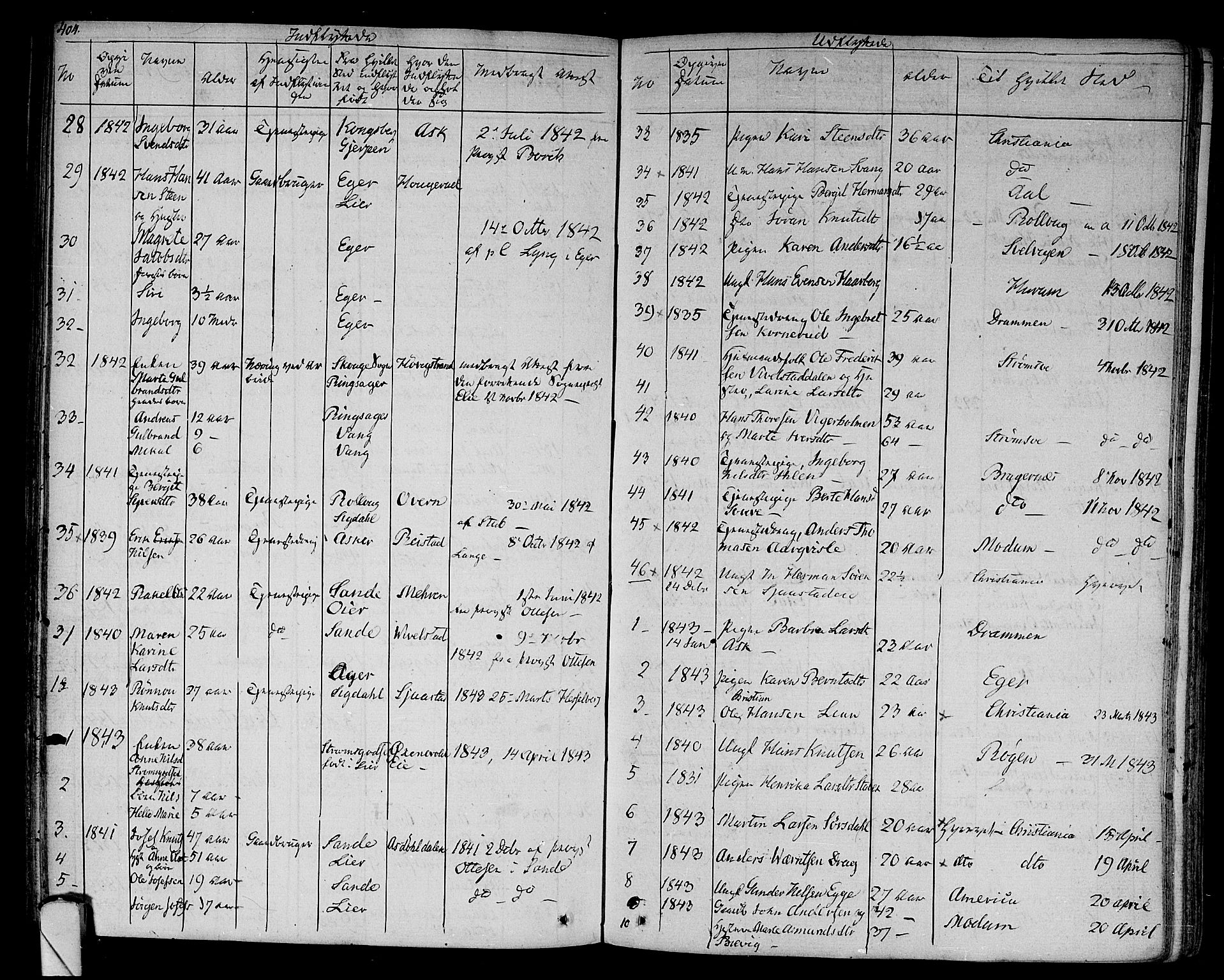 Lier kirkebøker, AV/SAKO-A-230/F/Fa/L0010: Parish register (official) no. I 10, 1827-1843, p. 404