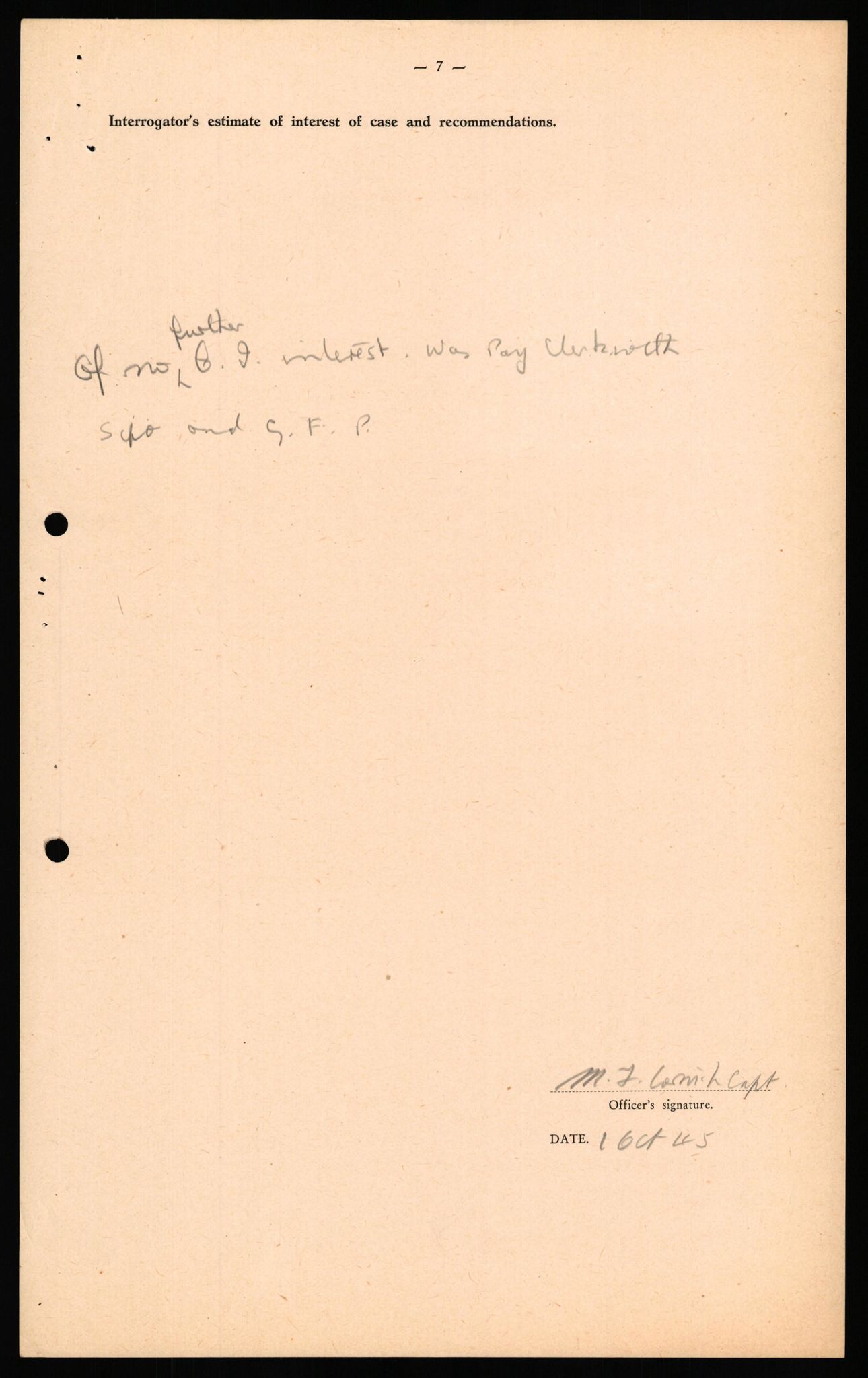 Forsvaret, Forsvarets overkommando II, AV/RA-RAFA-3915/D/Db/L0041: CI Questionaires.  Diverse nasjonaliteter., 1945-1946, p. 317