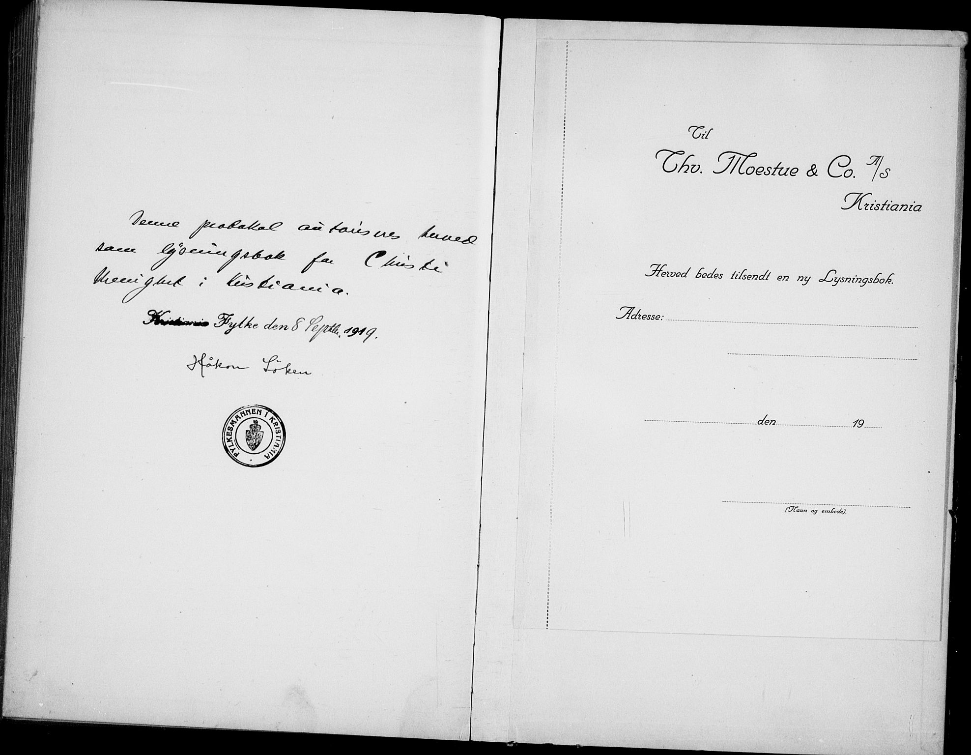 Kristi menighet Oslo , SAO/PAO-0220/D/L0001: Marriage register (dissenter) no. 1, 1919-1936