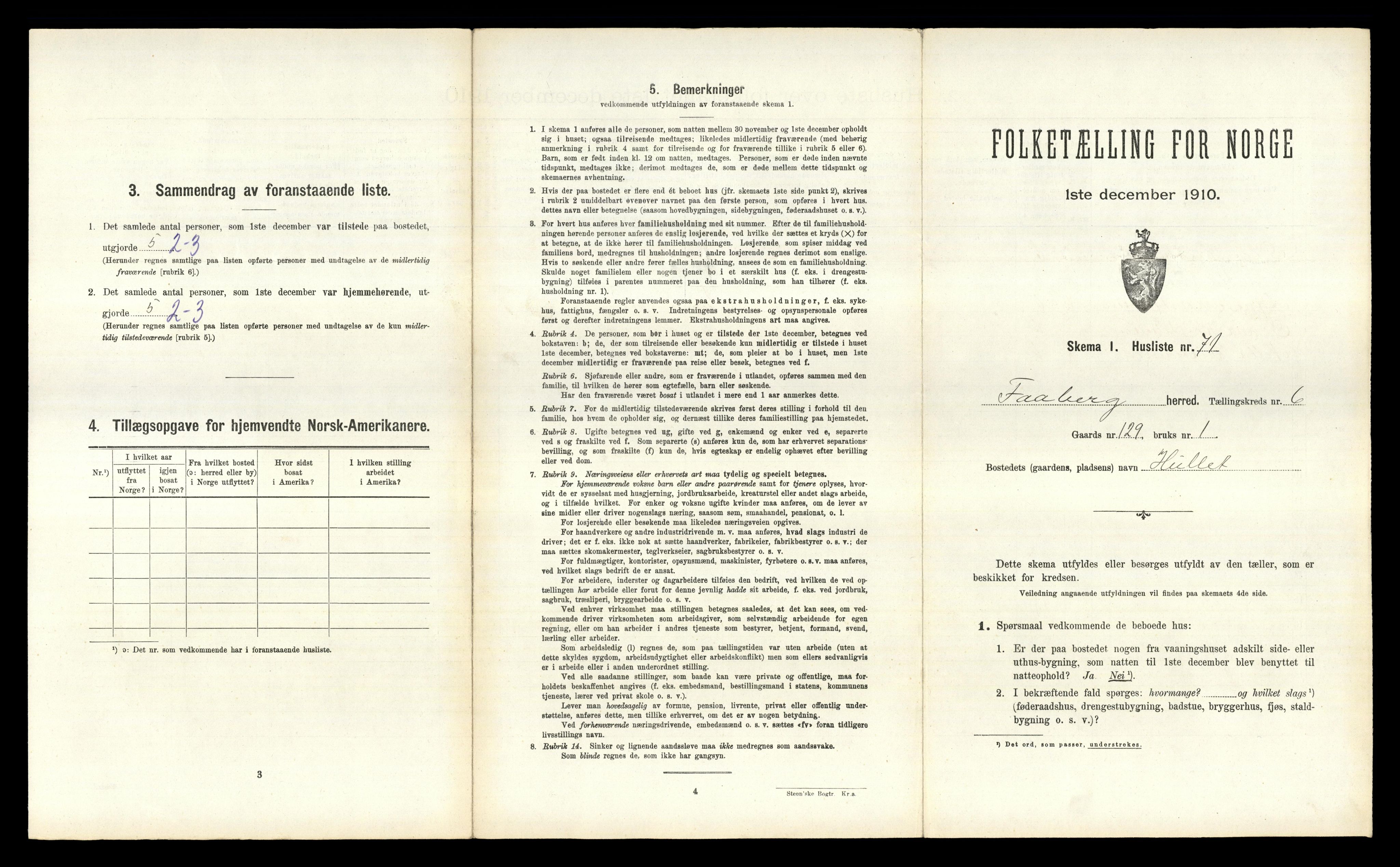 RA, 1910 census for Fåberg, 1910, p. 704