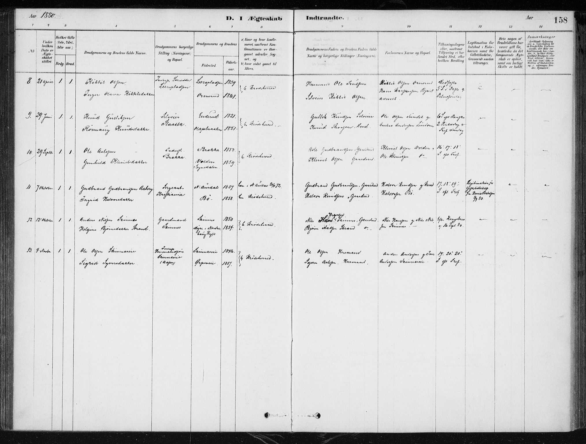 Krødsherad kirkebøker, SAKO/A-19/F/Fa/L0005: Parish register (official) no. 5, 1879-1888, p. 158