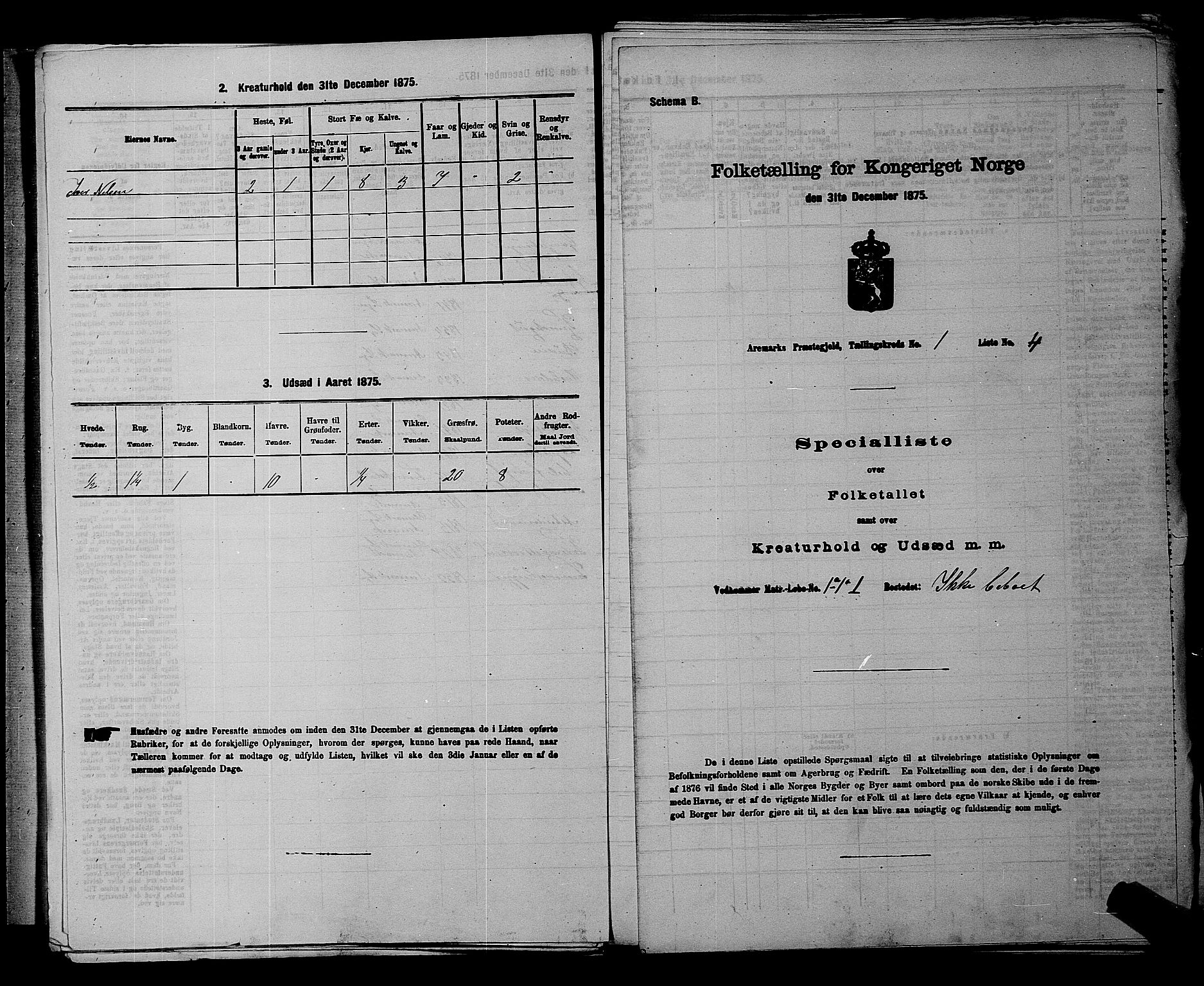 RA, 1875 census for 0118P Aremark, 1875, p. 58