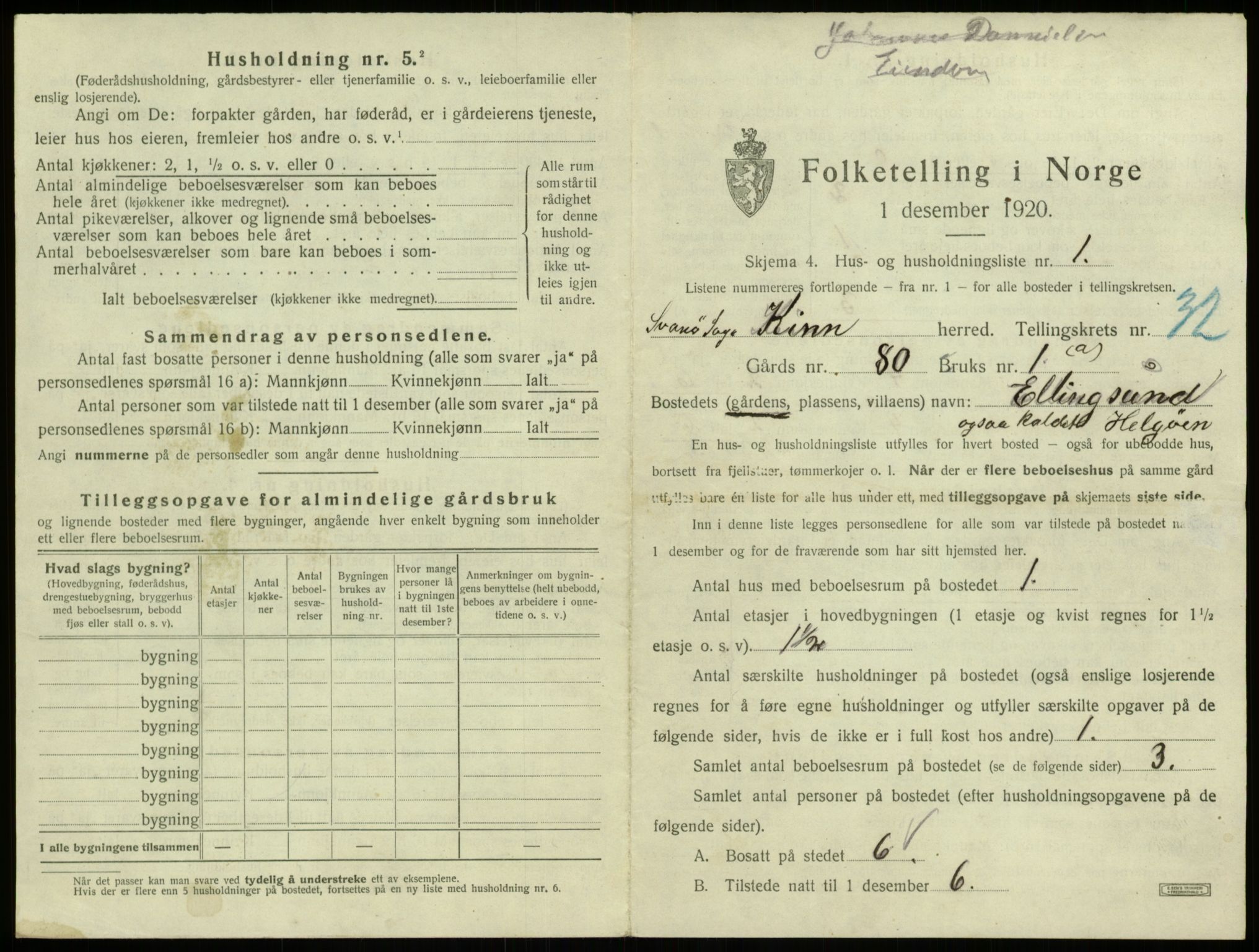 SAB, 1920 census for Kinn, 1920, p. 1561