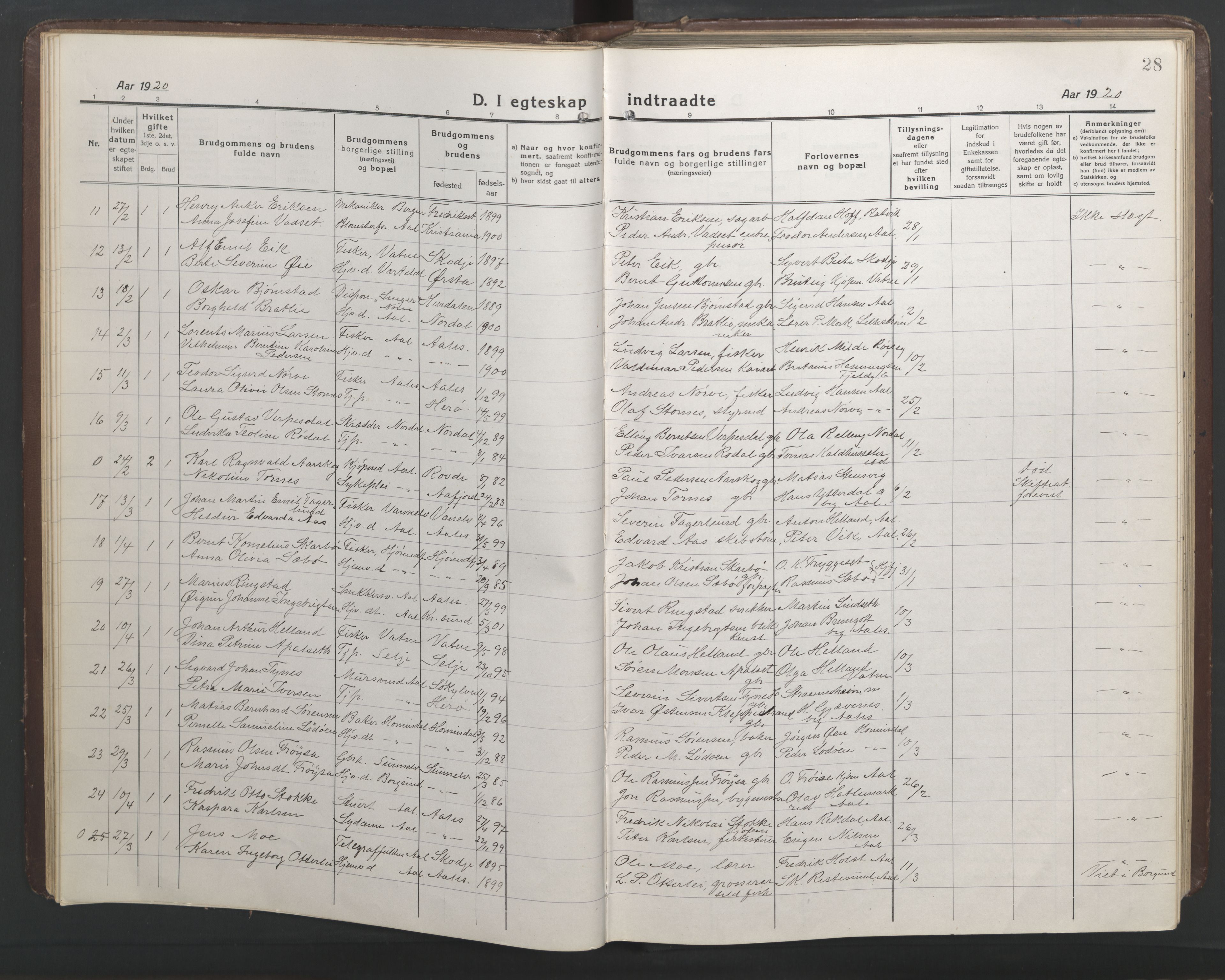 Ministerialprotokoller, klokkerbøker og fødselsregistre - Møre og Romsdal, AV/SAT-A-1454/529/L0473: Parish register (copy) no. 529C10, 1918-1941, p. 28