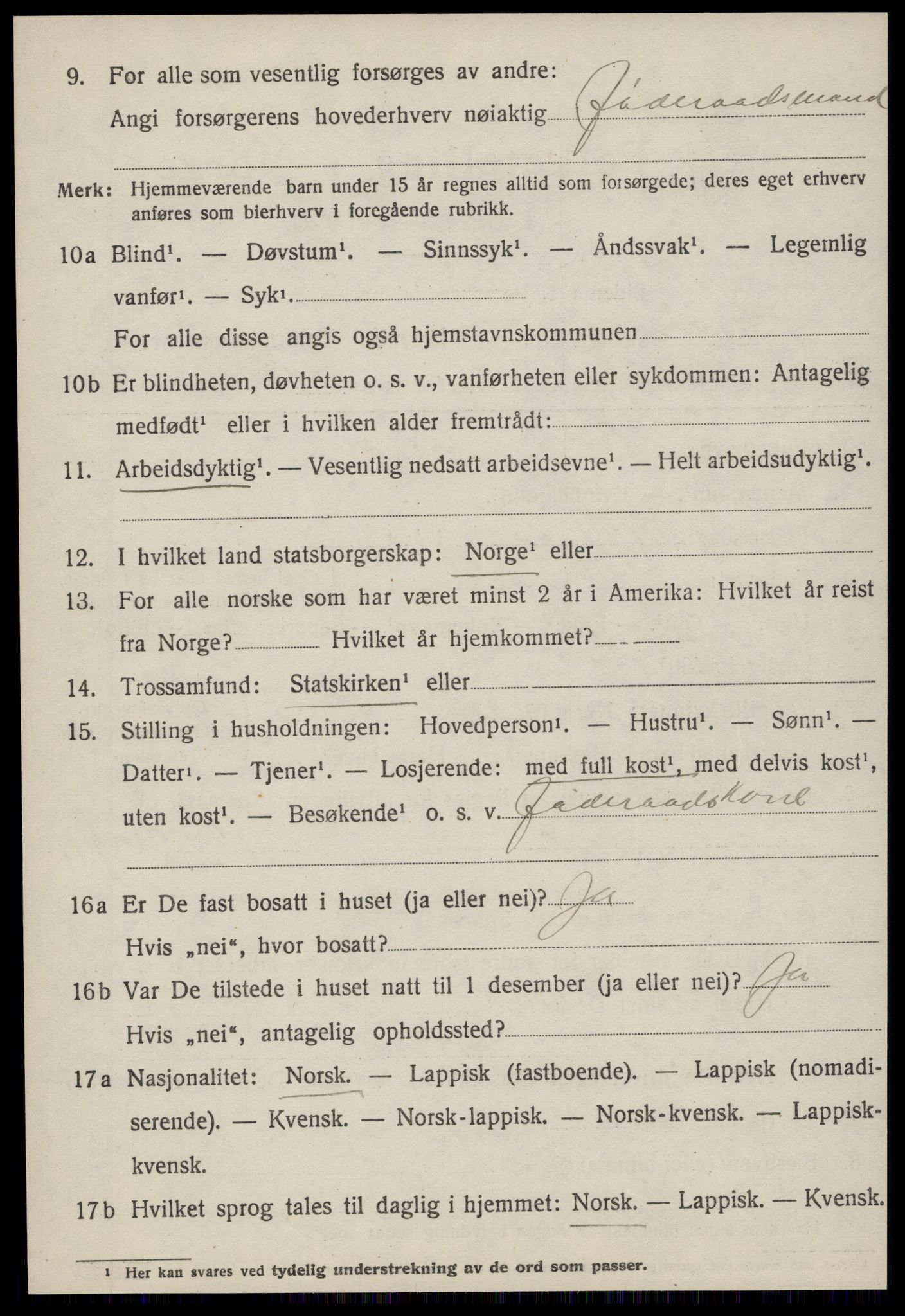 SAT, 1920 census for Hemne, 1920, p. 4001