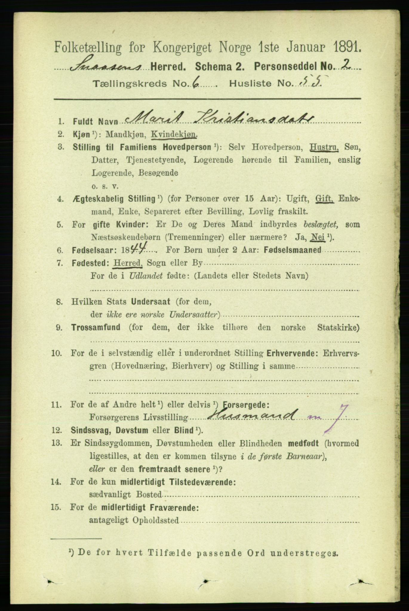 RA, 1891 census for 1736 Snåsa, 1891, p. 2216