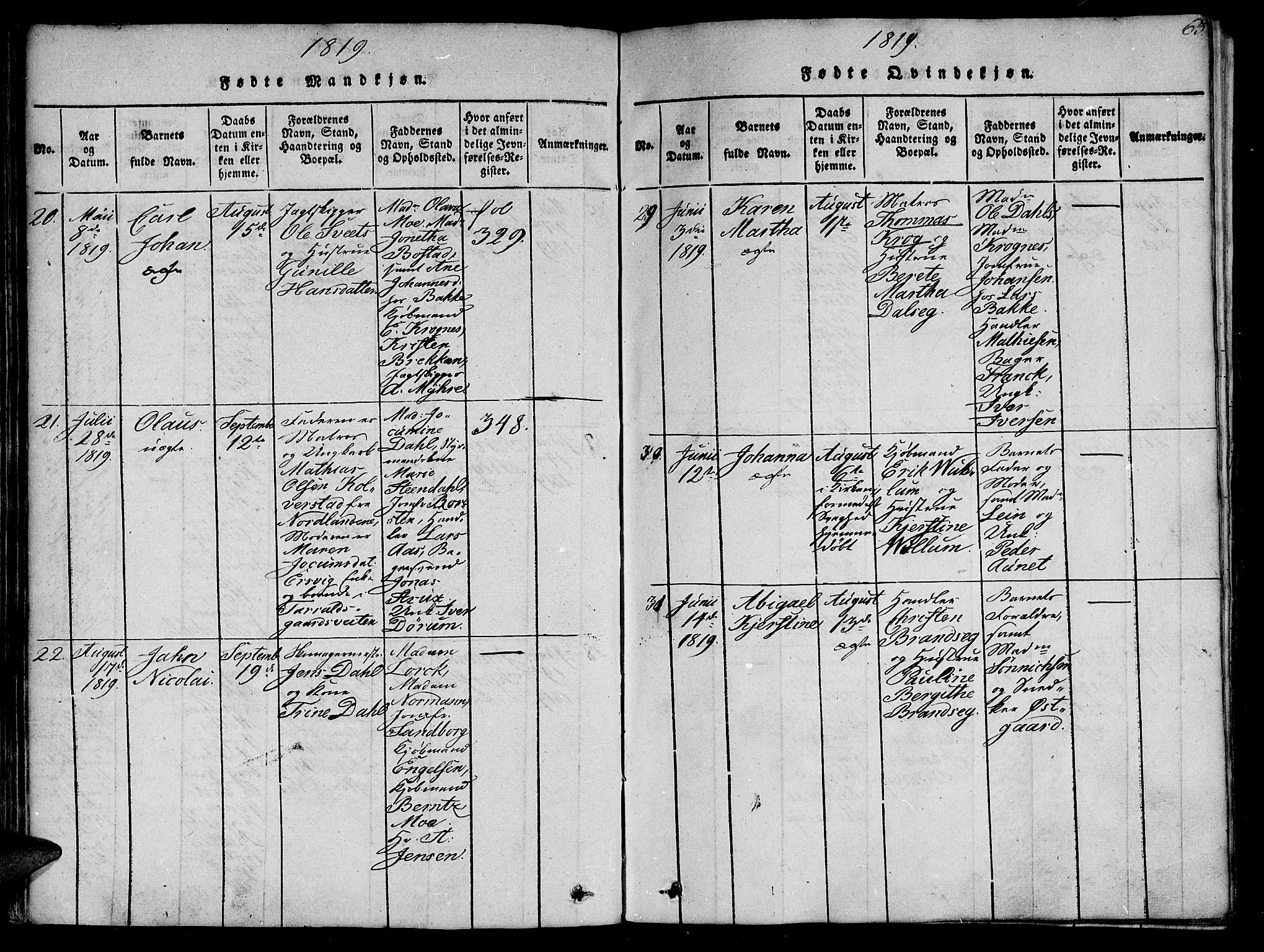 Ministerialprotokoller, klokkerbøker og fødselsregistre - Sør-Trøndelag, AV/SAT-A-1456/602/L0107: Parish register (official) no. 602A05, 1815-1821, p. 63