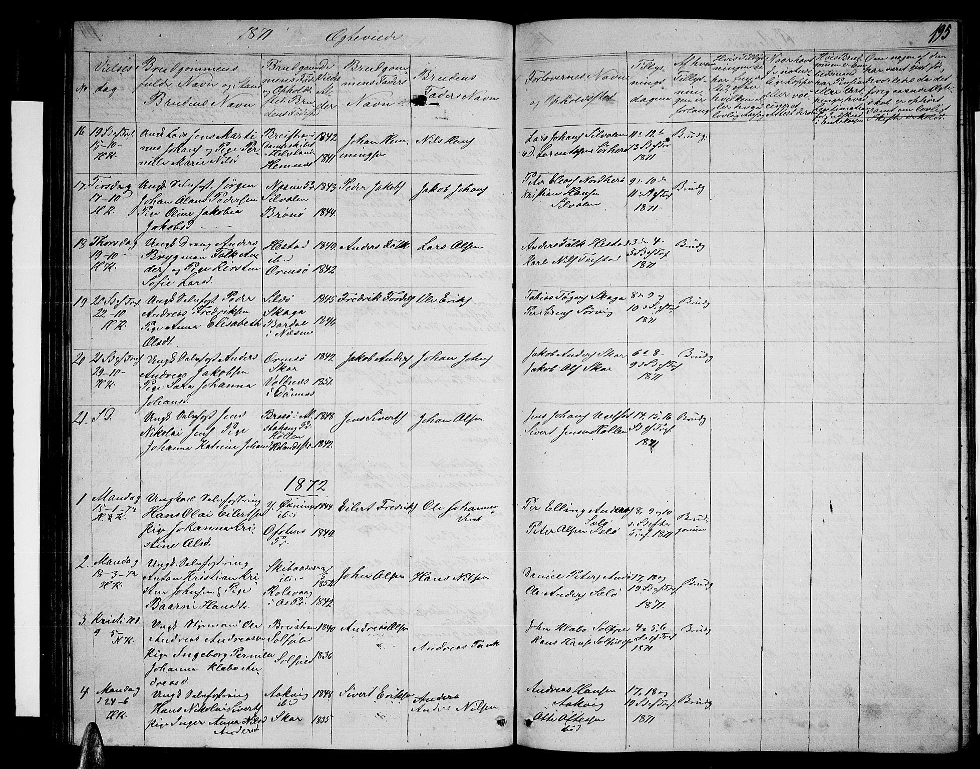 Ministerialprotokoller, klokkerbøker og fødselsregistre - Nordland, AV/SAT-A-1459/834/L0512: Parish register (copy) no. 834C03, 1862-1877, p. 195