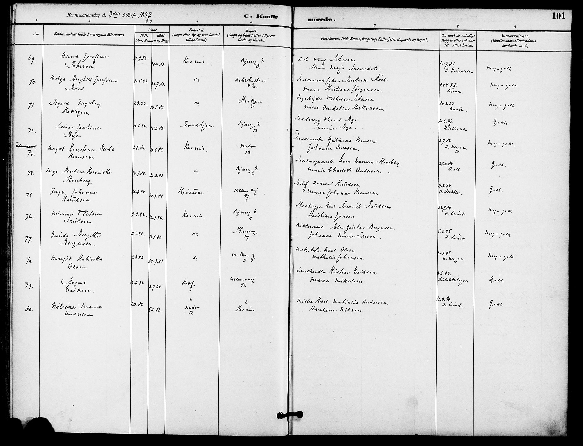 Gamle Aker prestekontor Kirkebøker, SAO/A-10617a/F/L0009: Parish register (official) no. 9, 1890-1898, p. 101