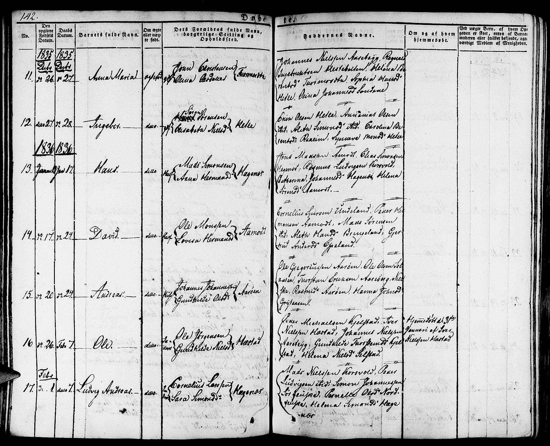 Gaular sokneprestembete, SAB/A-80001/H/Haa: Parish register (official) no. A 3, 1821-1840, p. 142