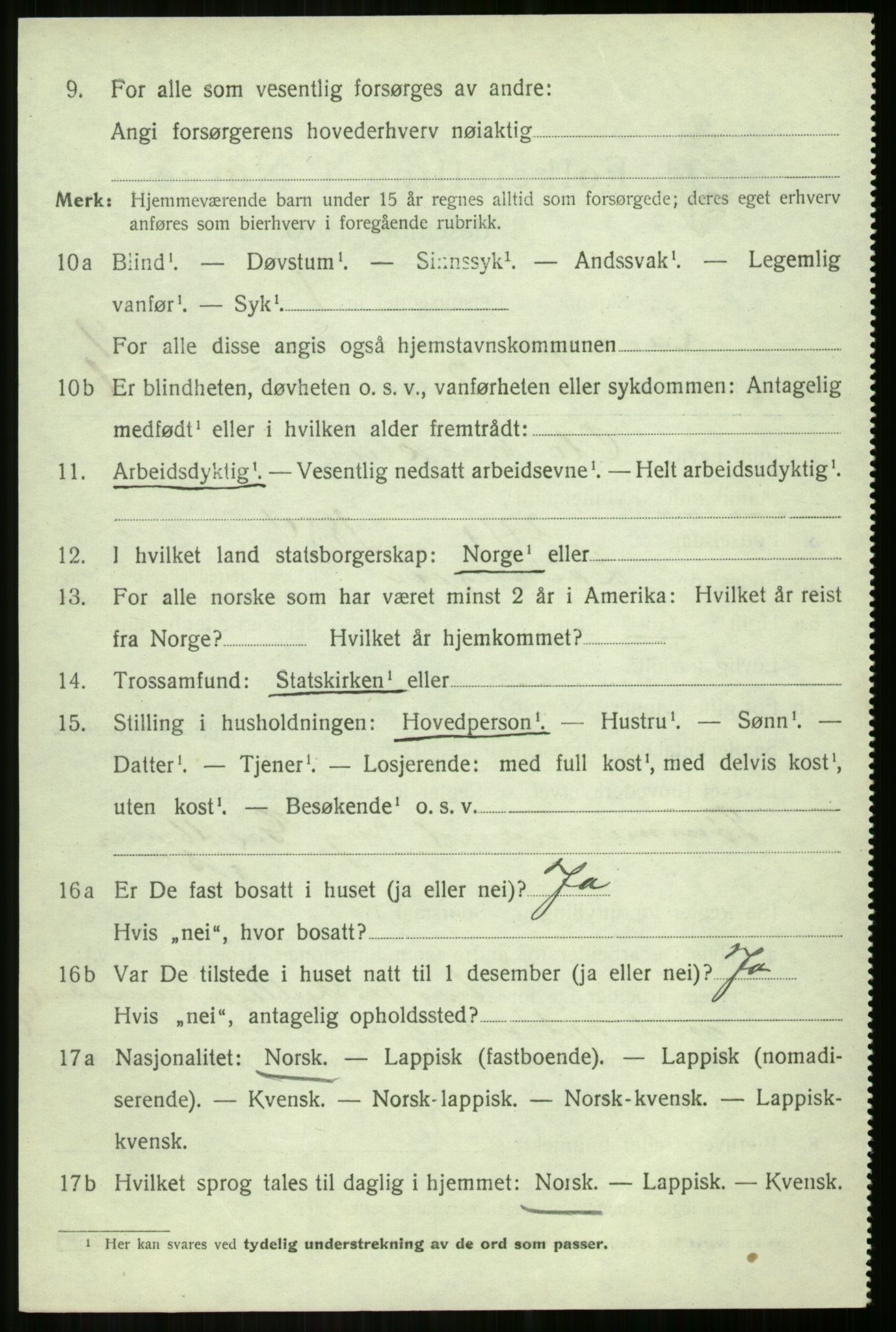 SATØ, 1920 census for Lavangen, 1920, p. 3398