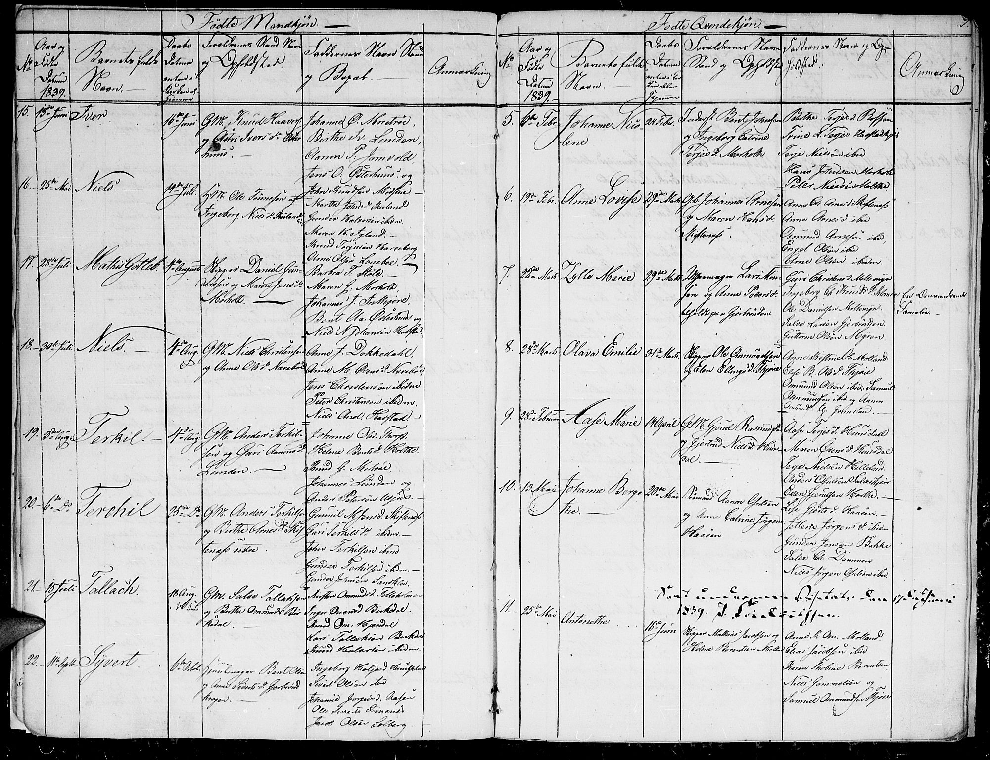 Hommedal sokneprestkontor, AV/SAK-1111-0023/F/Fb/Fbb/L0004: Parish register (copy) no. B 4, 1836-1849, p. 9