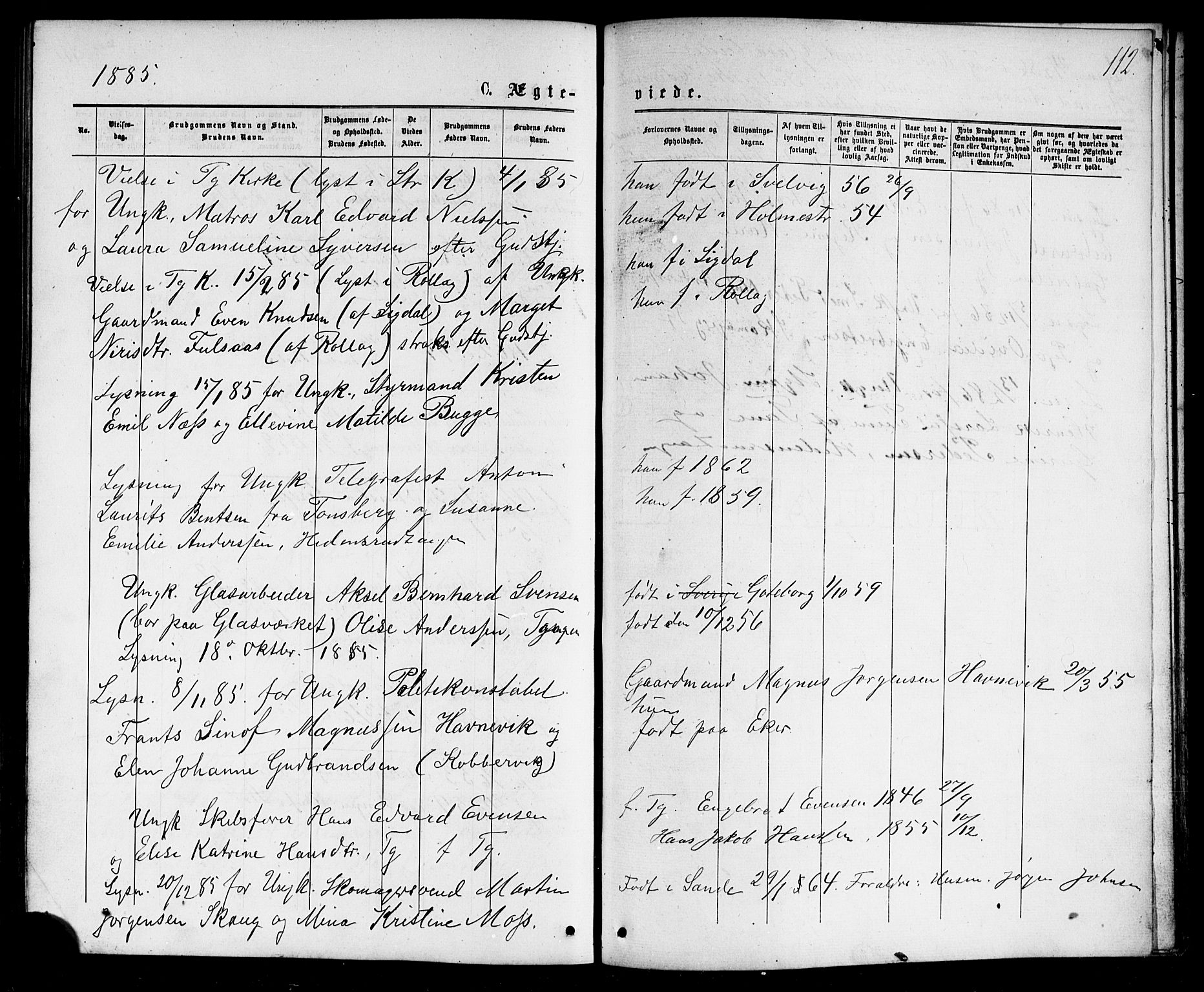 Strømsø kirkebøker, AV/SAKO-A-246/G/Ga/L0002: Parish register (copy) no. 2, 1877-1896, p. 112