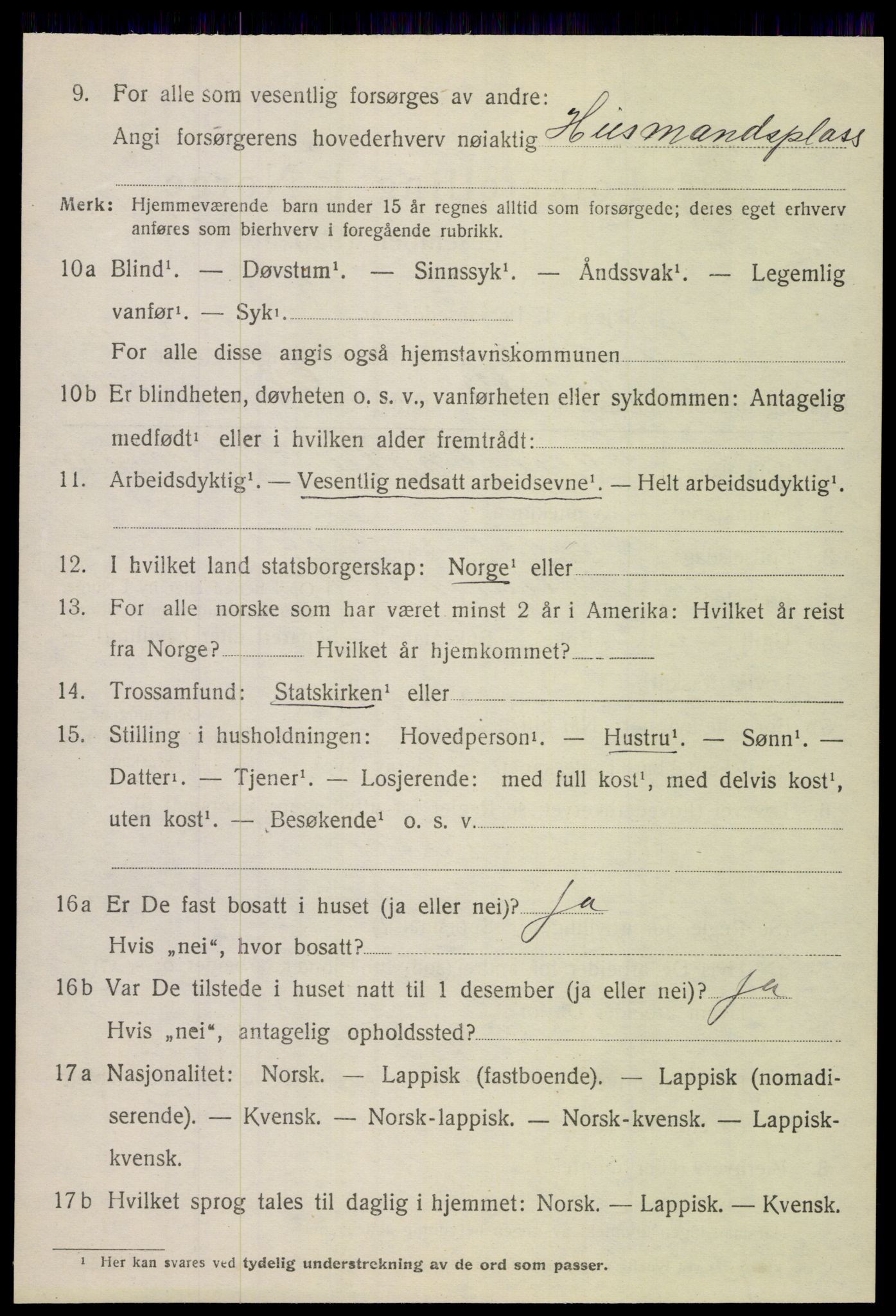 SAT, 1920 census for Steigen, 1920, p. 4761