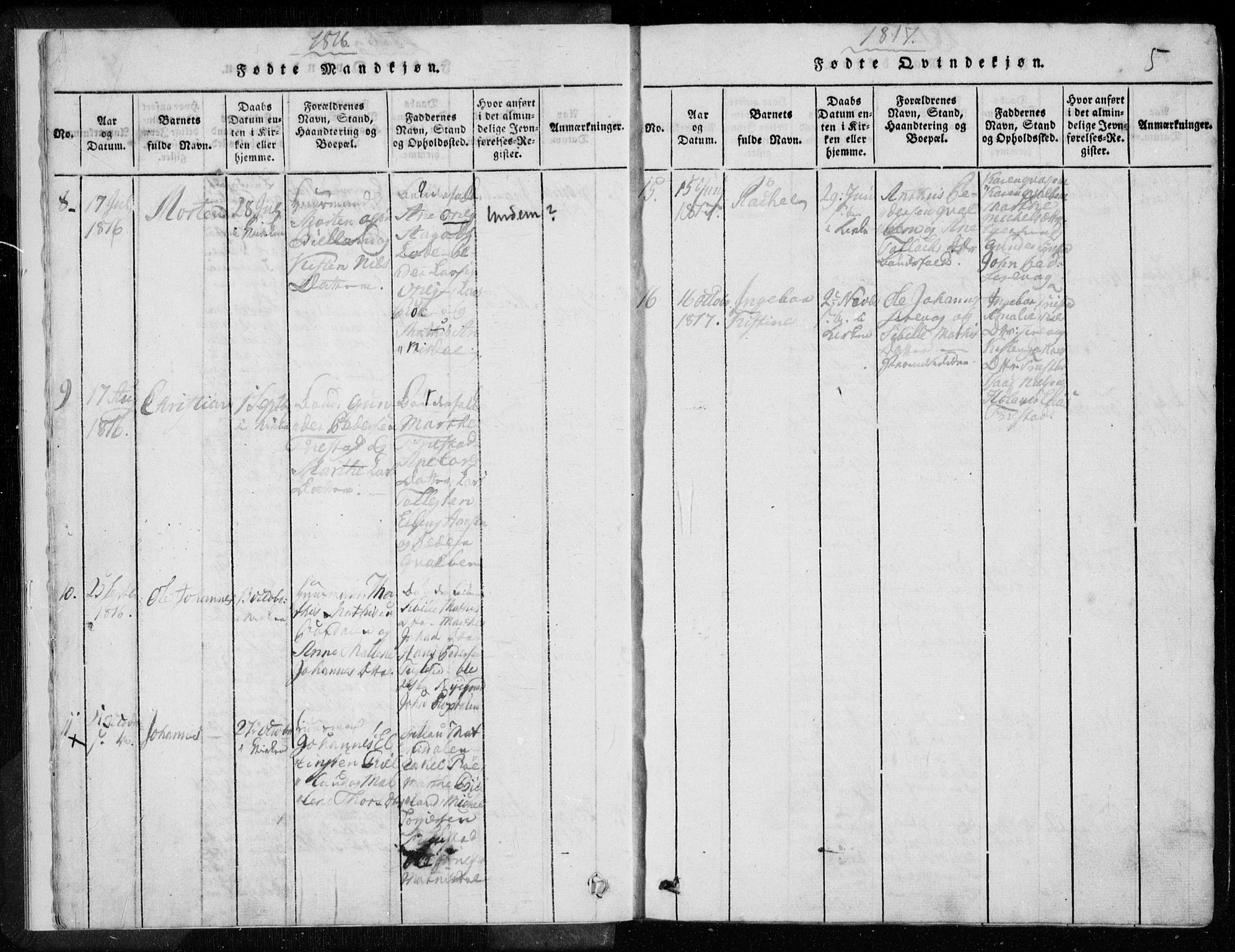 Eigersund sokneprestkontor, AV/SAST-A-101807/S08/L0008: Parish register (official) no. A 8, 1816-1847, p. 5