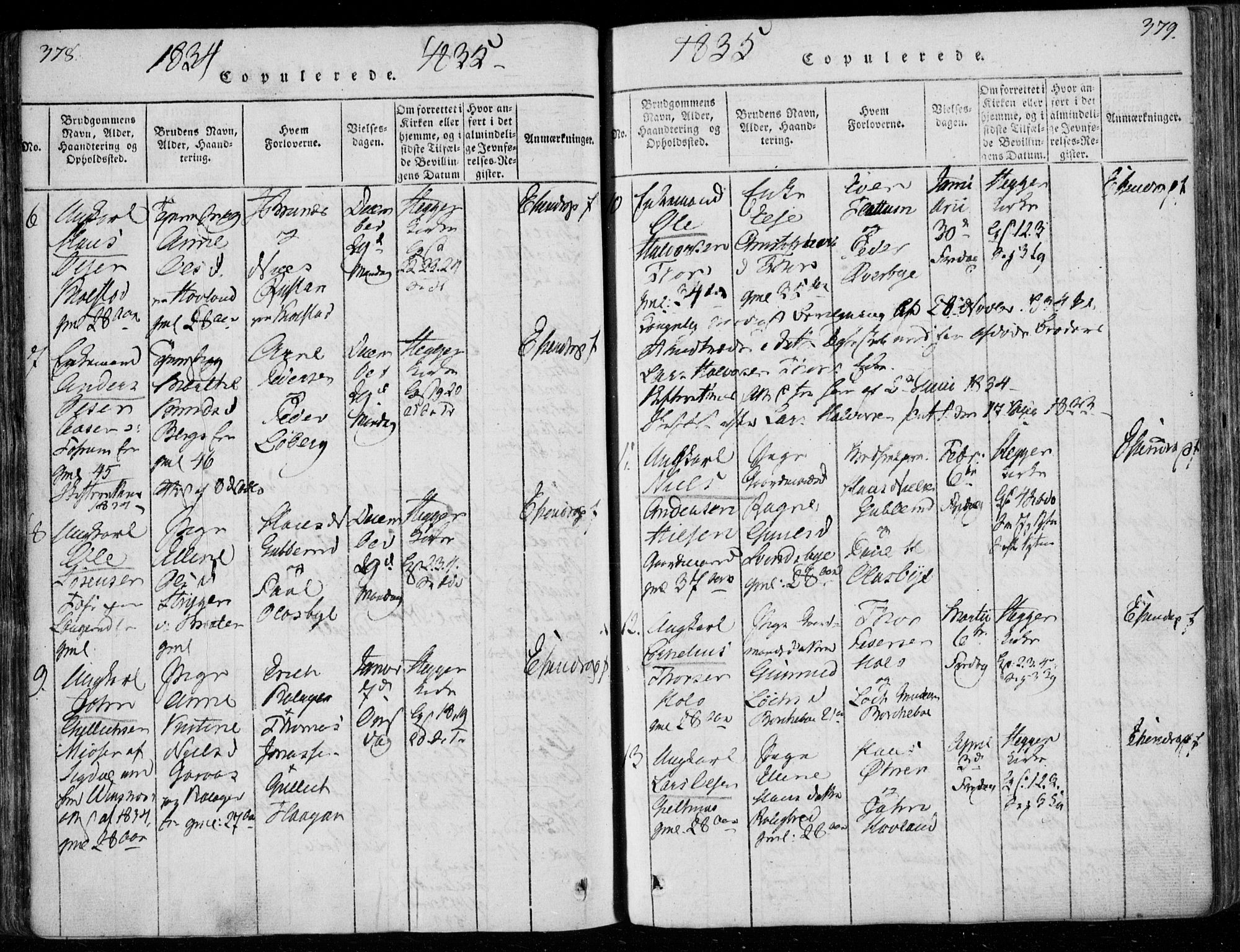 Modum kirkebøker, AV/SAKO-A-234/F/Fa/L0006: Parish register (official) no. 6, 1832-1841, p. 378-379