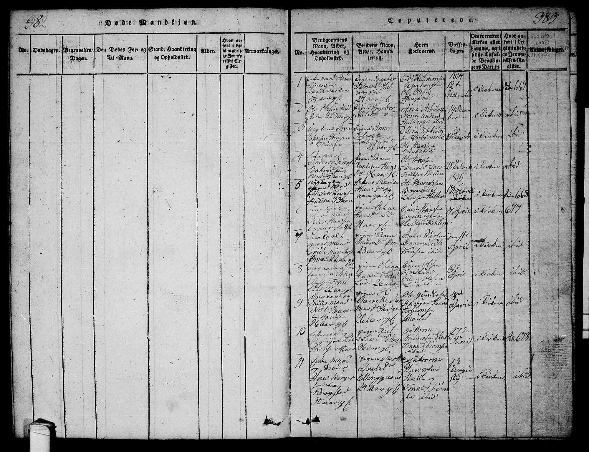 Onsøy prestekontor Kirkebøker, SAO/A-10914/G/Ga/L0001: Parish register (copy) no. I 1, 1814-1840, p. 382-383