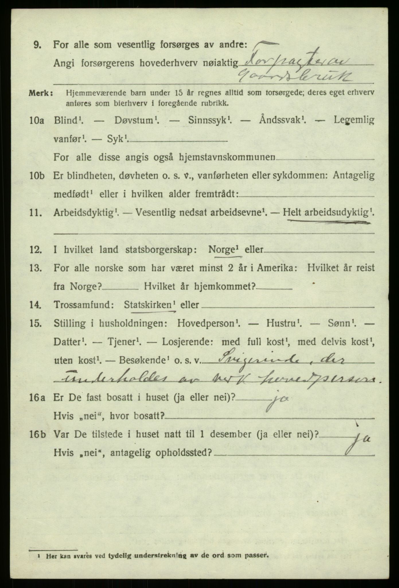 SAB, 1920 census for Bruvik, 1920, p. 8511