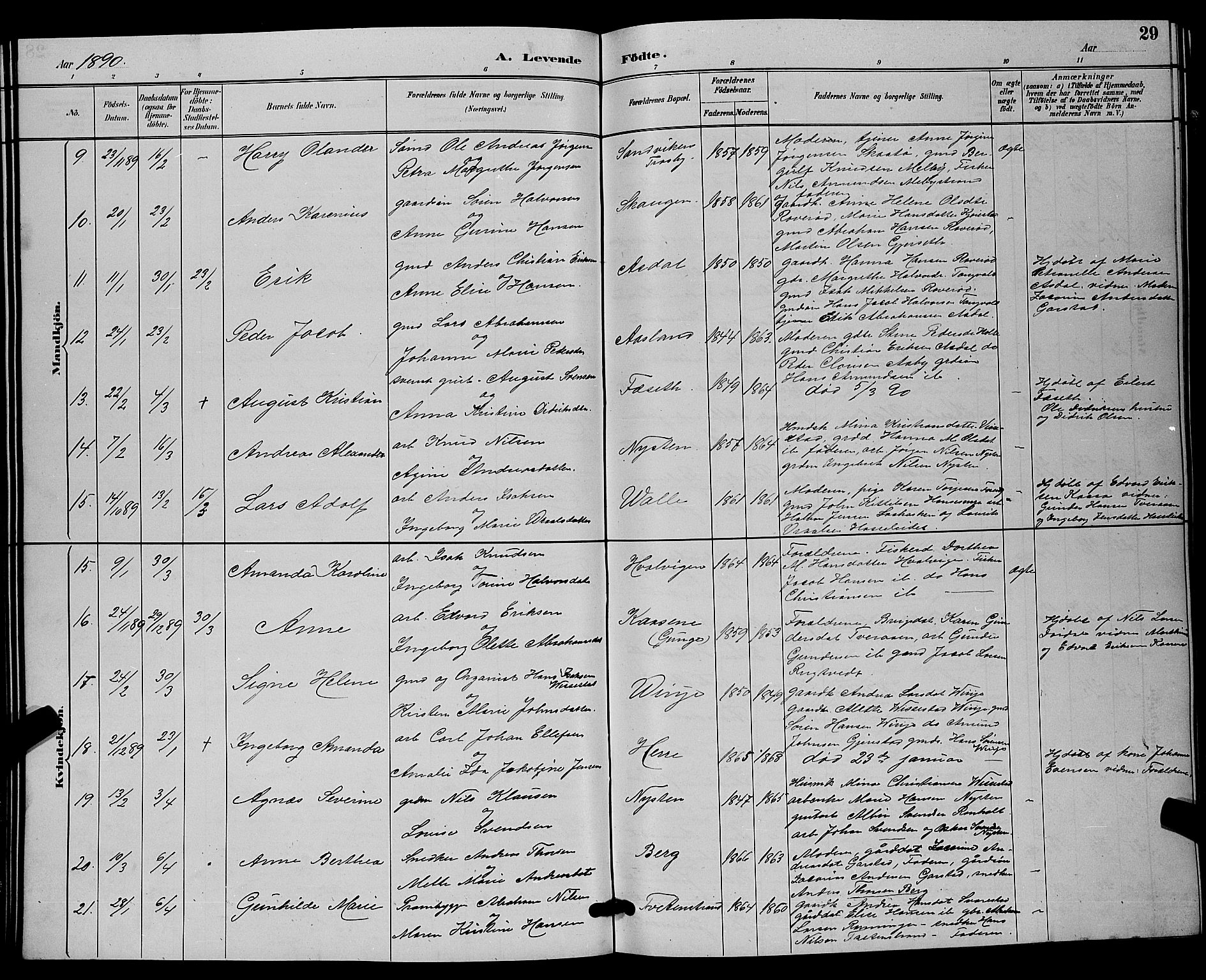 Bamble kirkebøker, AV/SAKO-A-253/G/Ga/L0009: Parish register (copy) no. I 9, 1888-1900, p. 29