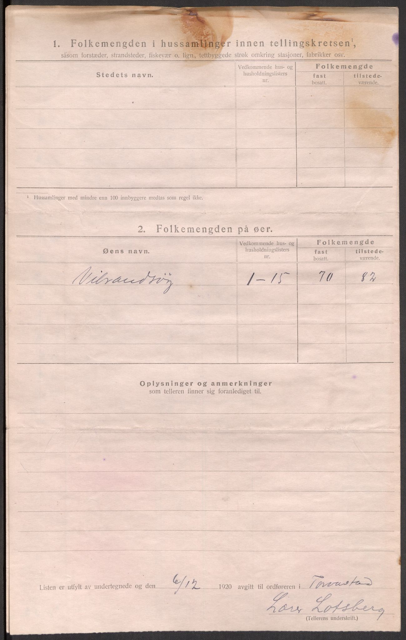 SAST, 1920 census for Torvastad, 1920, p. 26