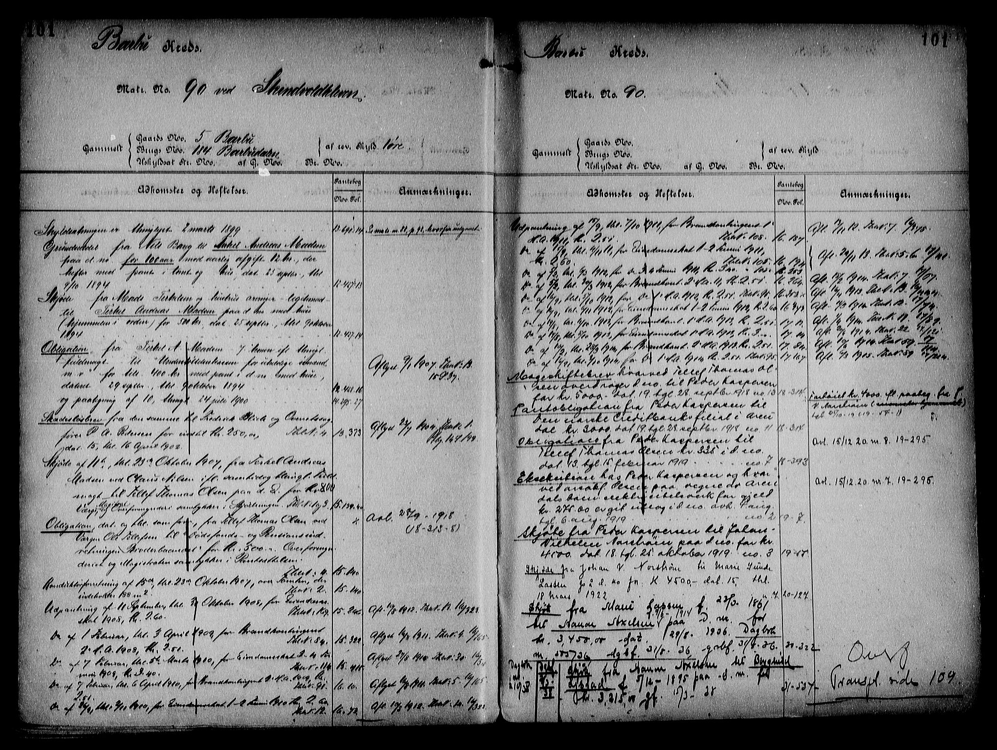 Arendal byfogd, AV/SAK-1222-0001/G/Ga/L0014: Mortgage register no. 12, 1865-1960, p. 101