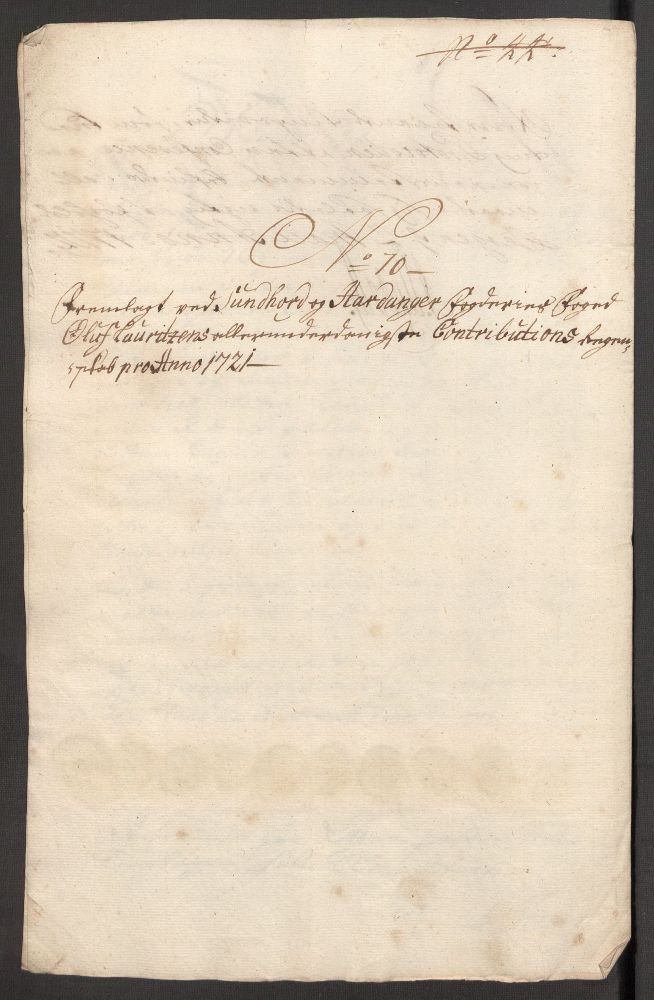 Rentekammeret inntil 1814, Reviderte regnskaper, Fogderegnskap, AV/RA-EA-4092/R48/L3000: Fogderegnskap Sunnhordland og Hardanger, 1721, p. 405